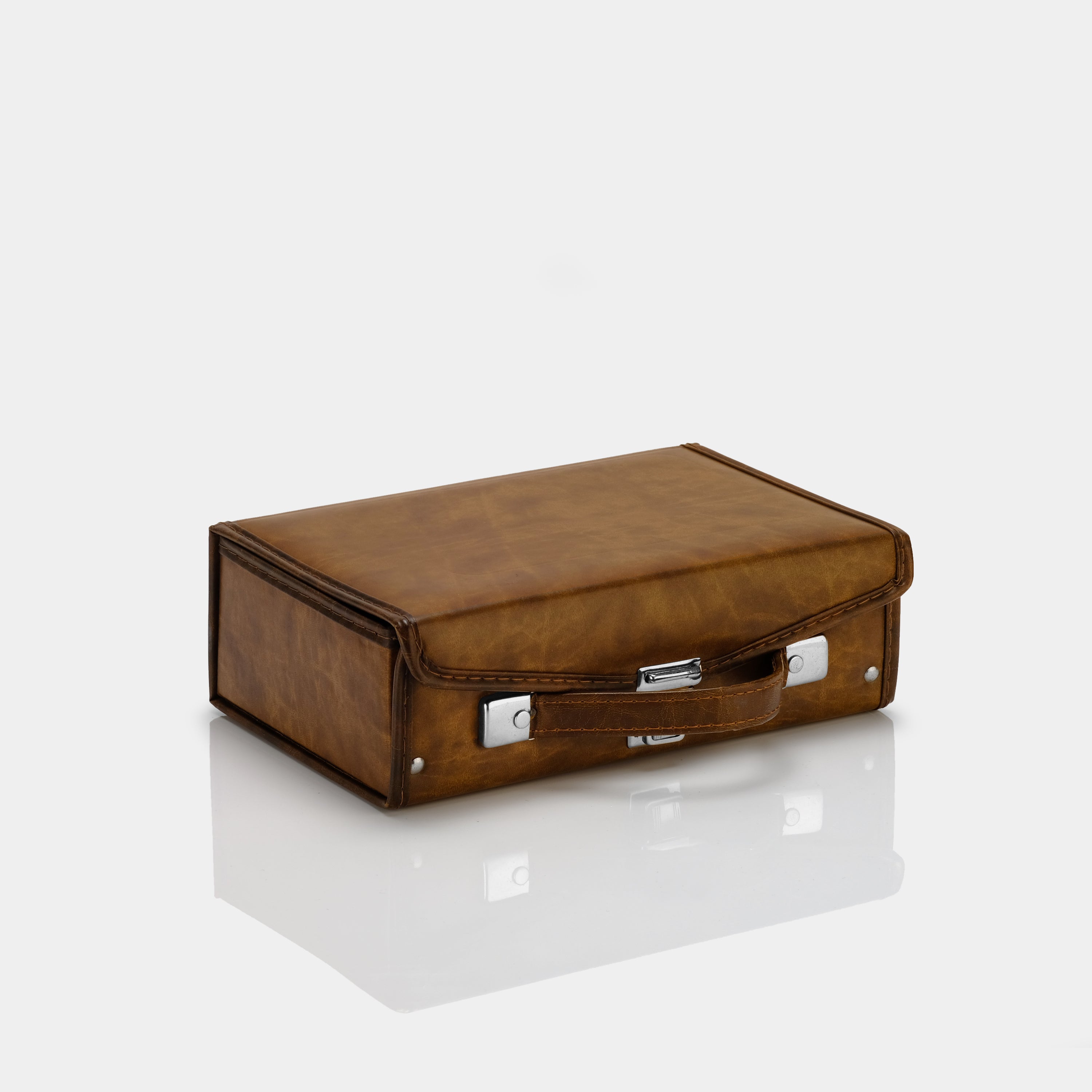 Brown Leather Cassette Tape Storage Case