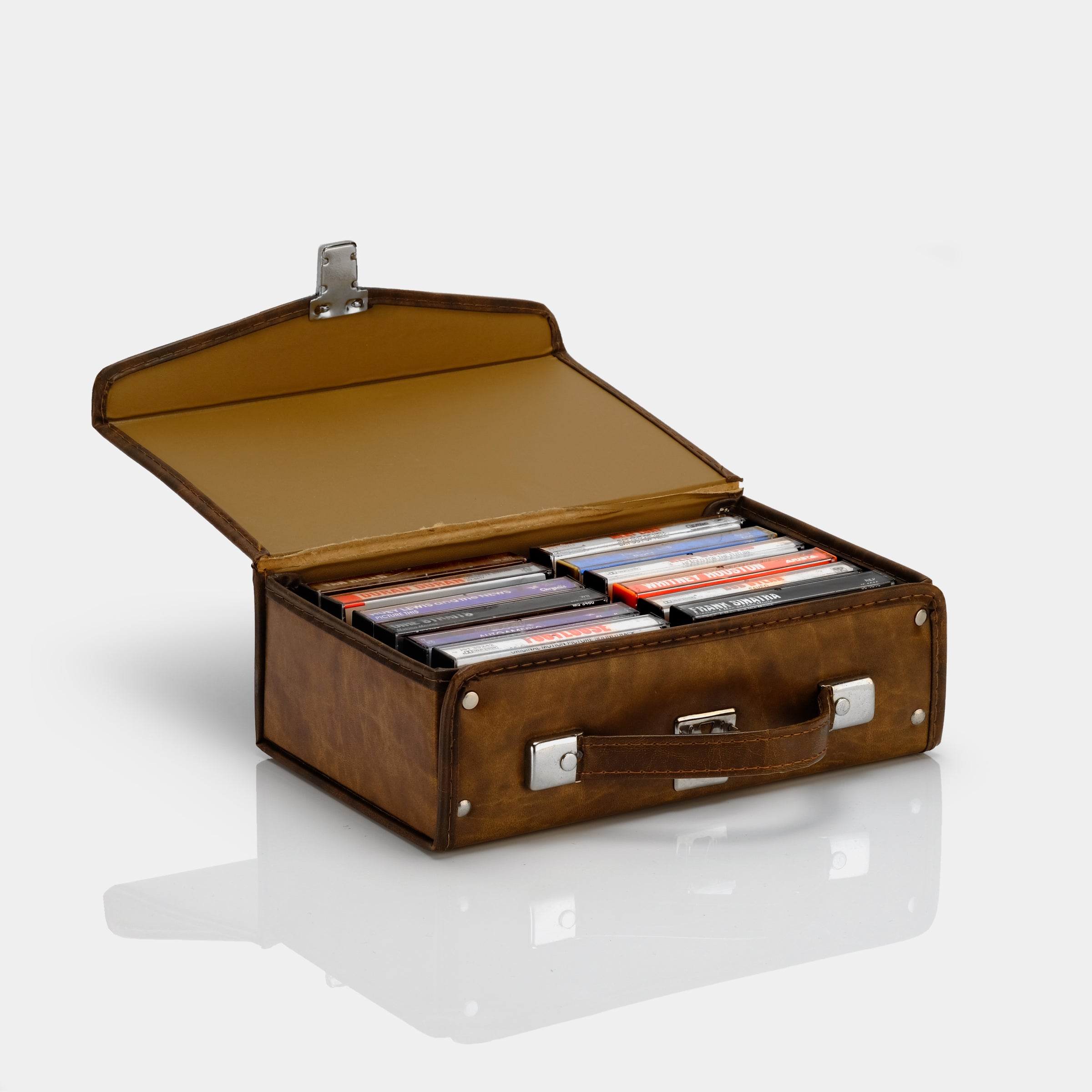 Brown Leather Cassette Tape Storage Case