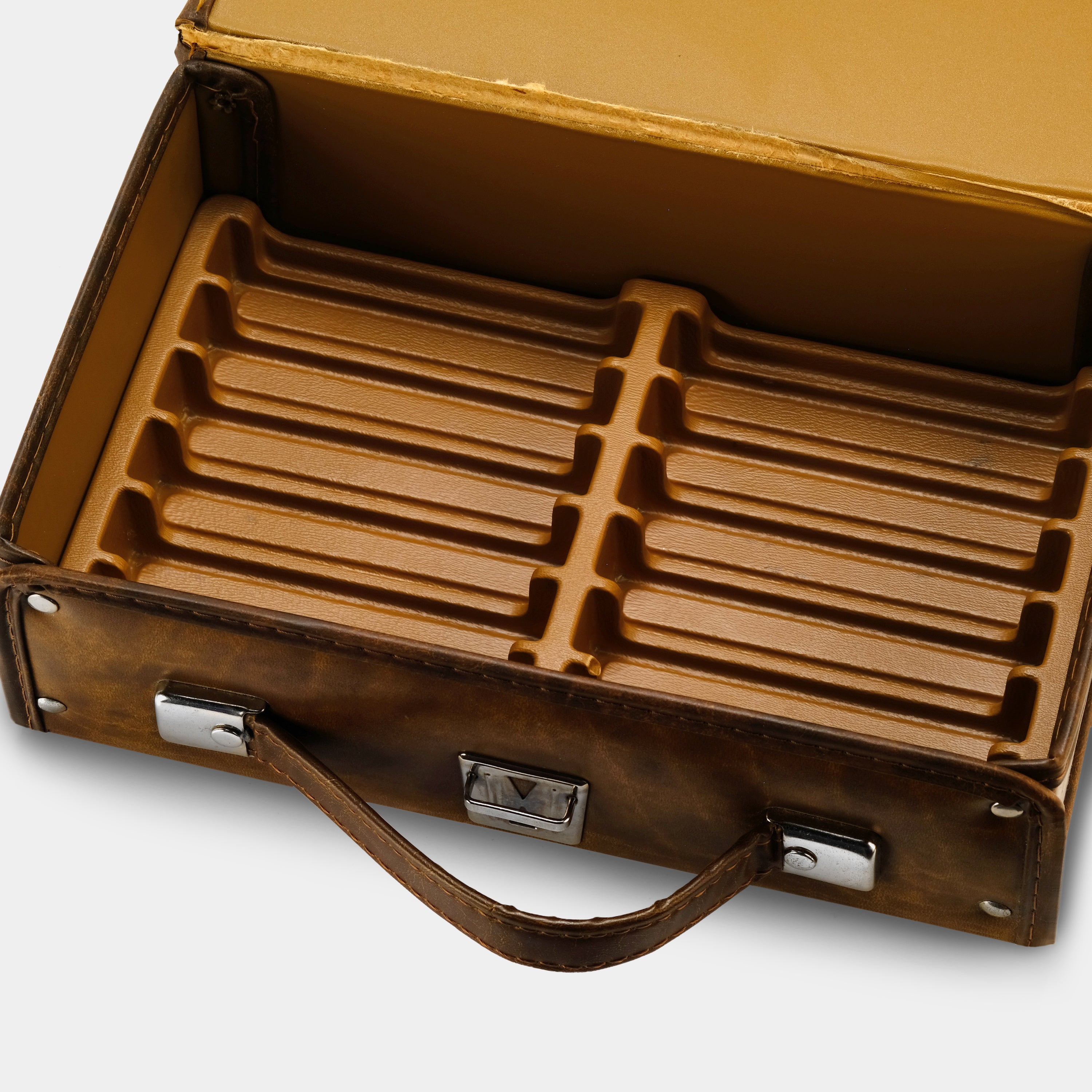 Brown Leather Cassette Tape Storage Case