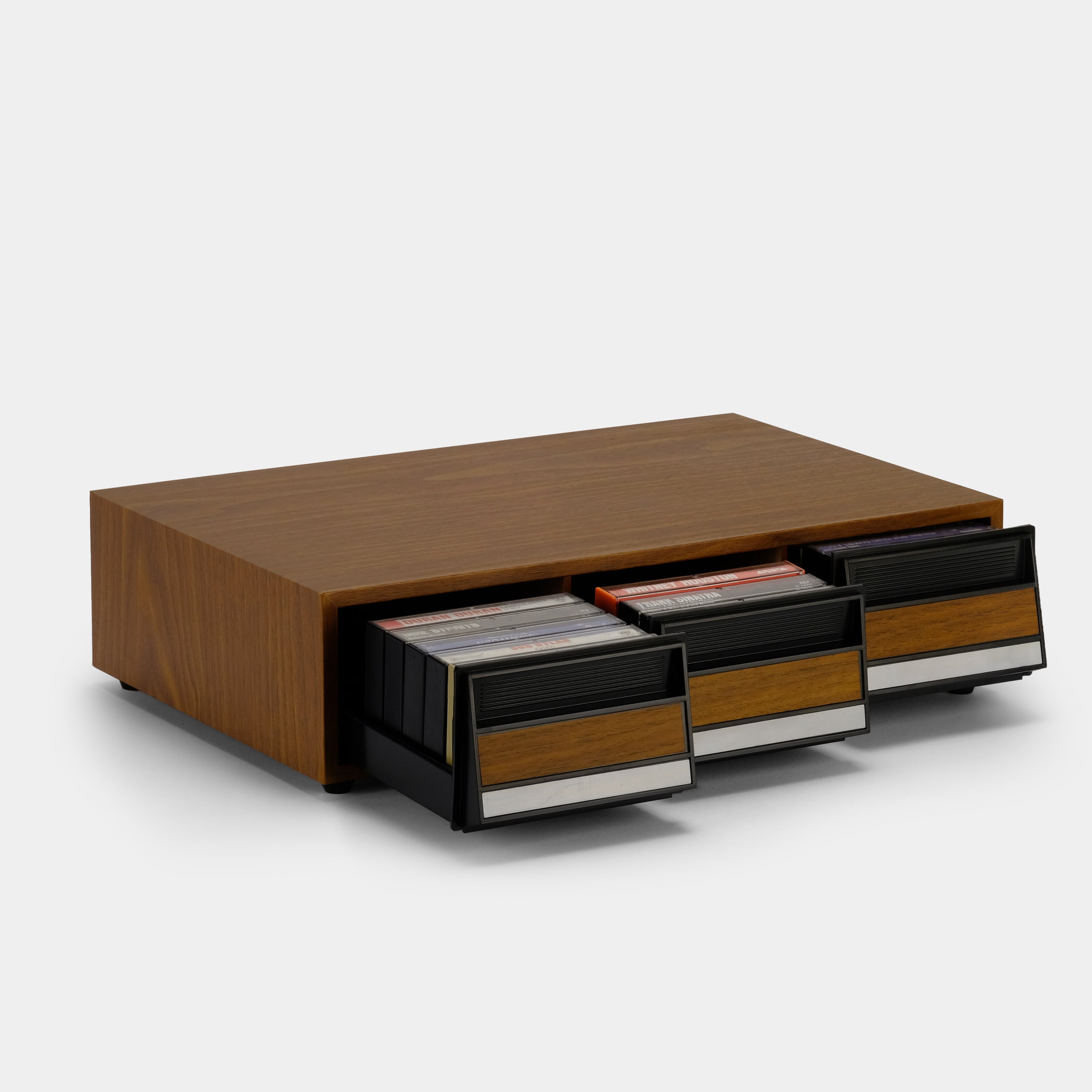 Wood Cassette Tape Storage Drawers with Feet