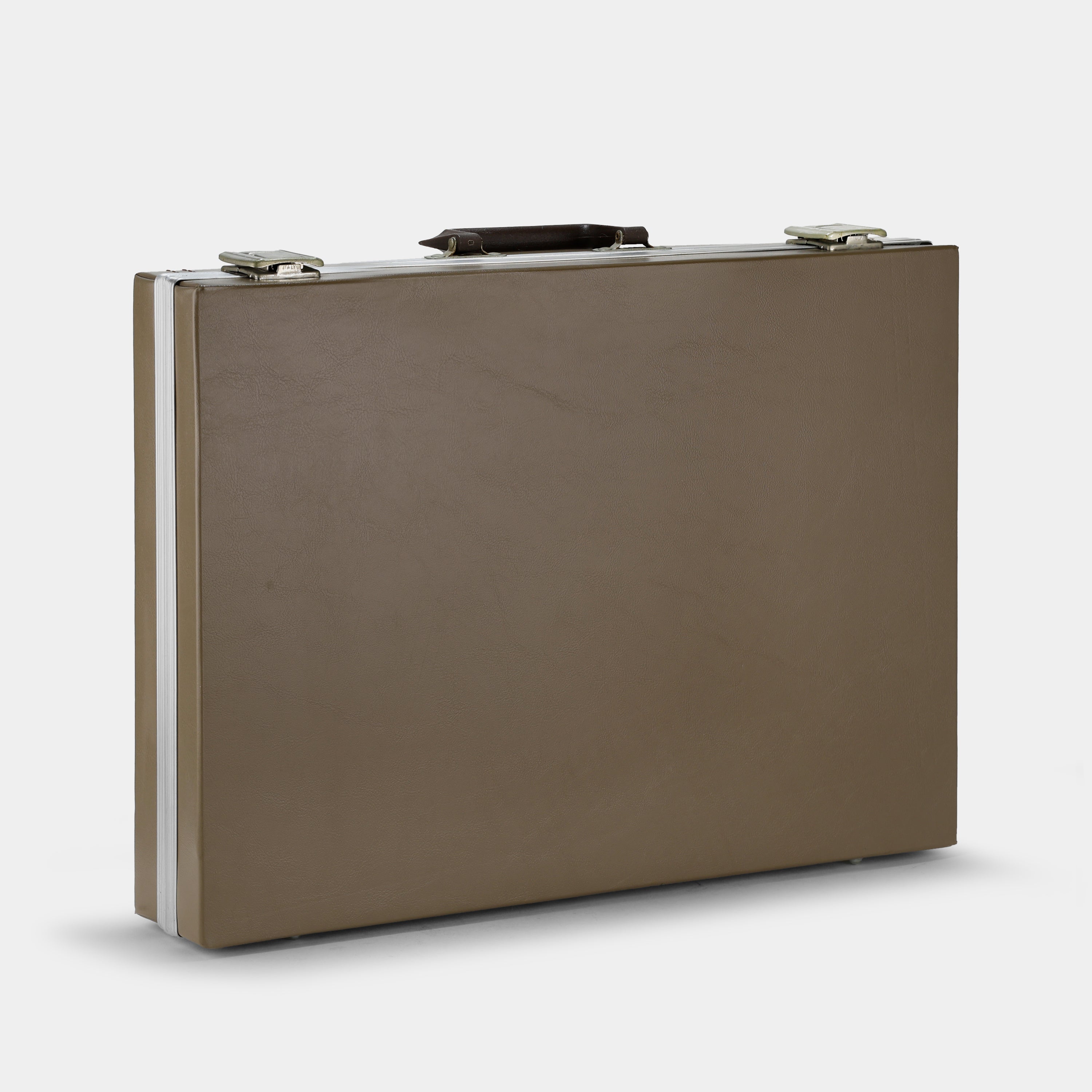 Brown Vinyl Cassette Tape Storage Suitcase