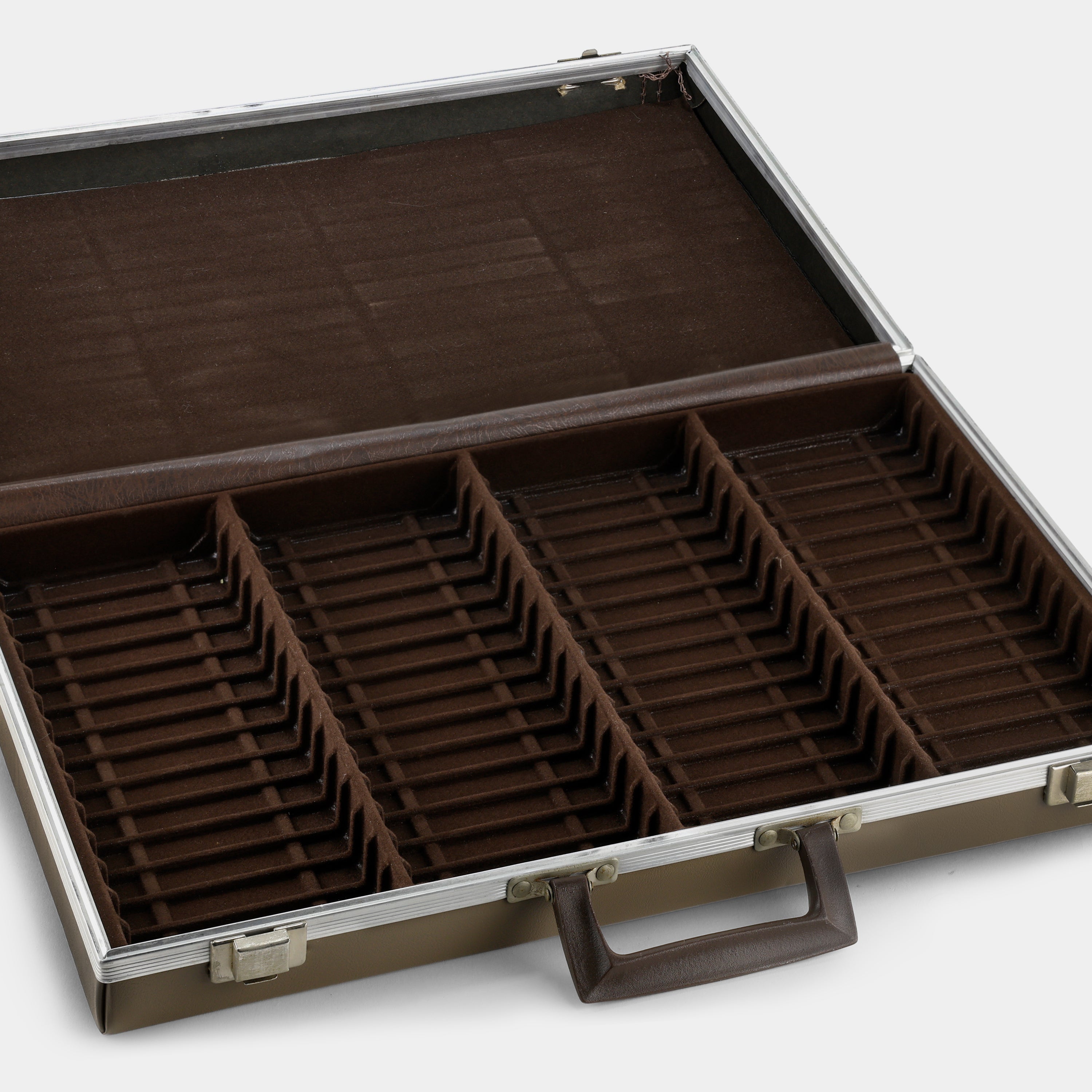 Brown Vinyl Cassette Tape Storage Suitcase
