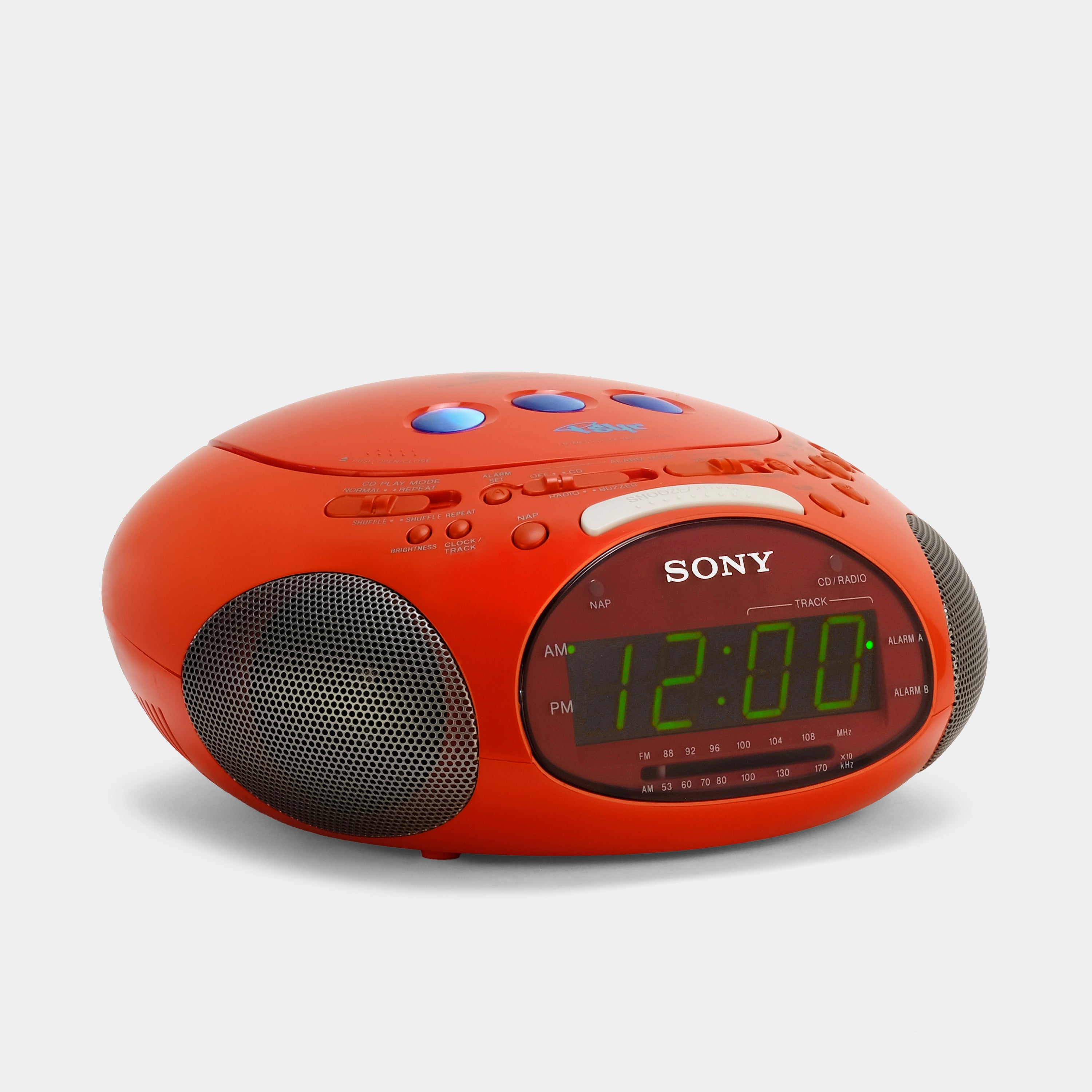 Sony Dream Machine Black ICF-C211 AM/FM Clock Radio Large Red LED Time
