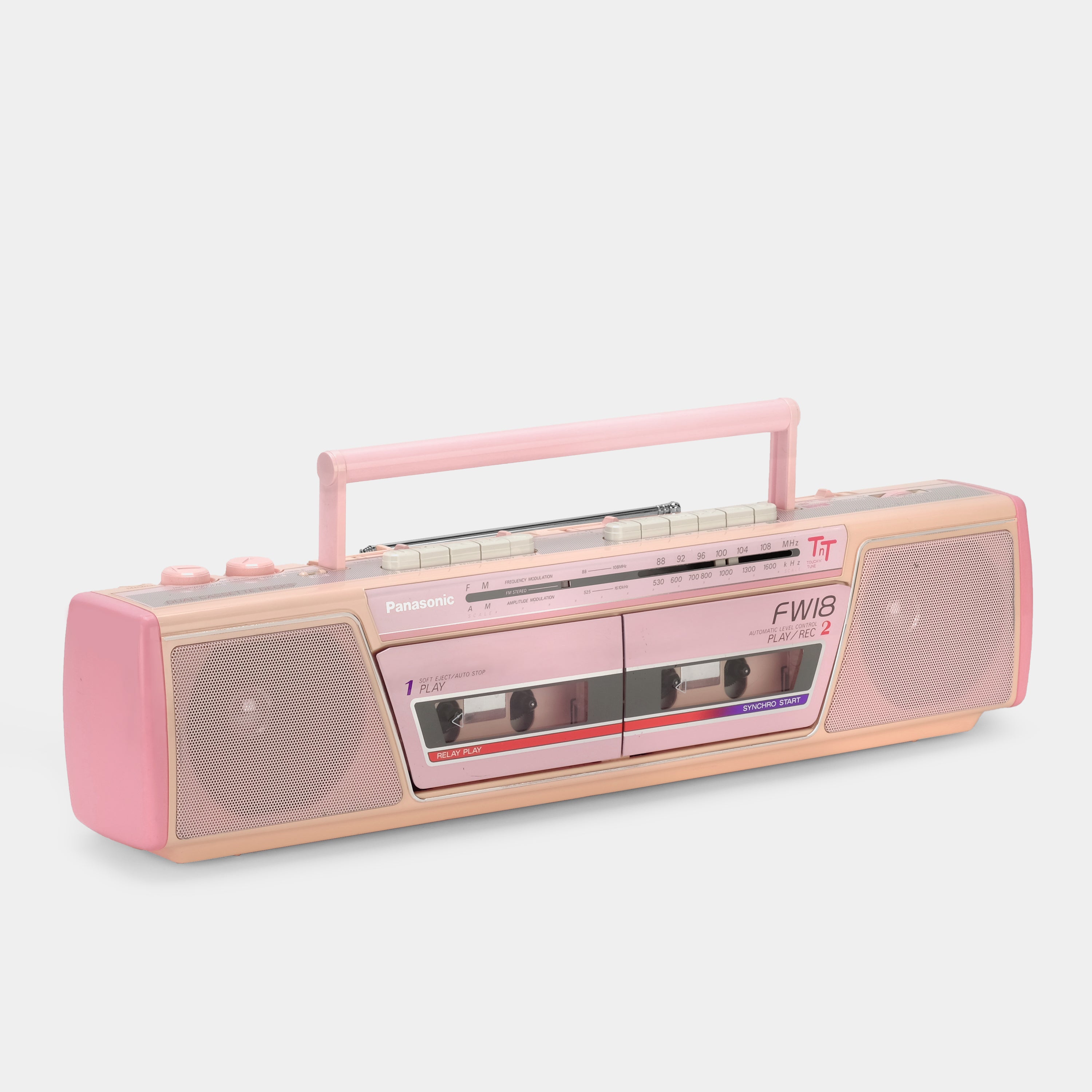 Panasonic RX-FW18 AM/FM Stereo Pink Boombox Double Cassette Recorder and Player