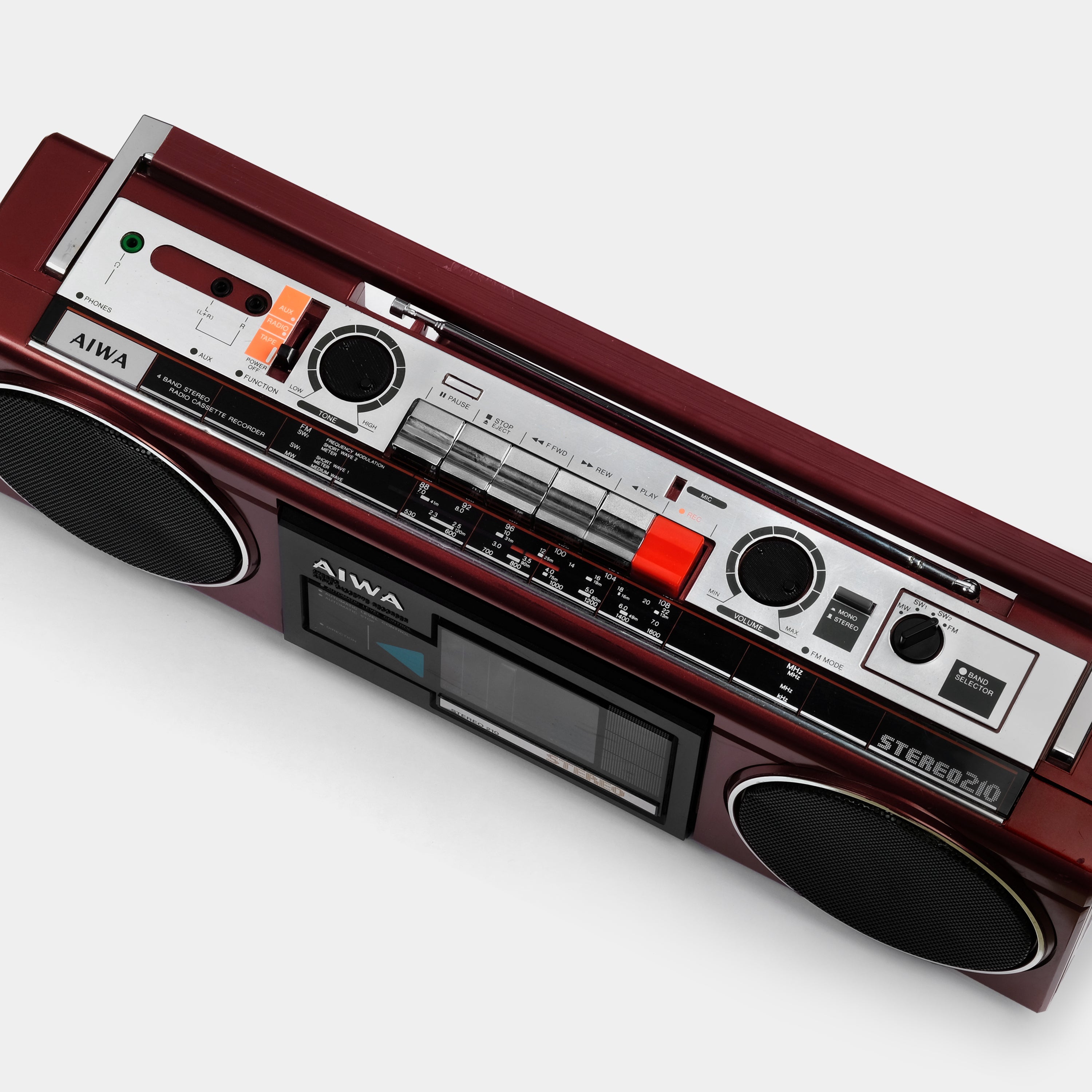 Aiwa Stereo 210 CS-210U AM/FM Red Boombox Cassette Recorder and Player
