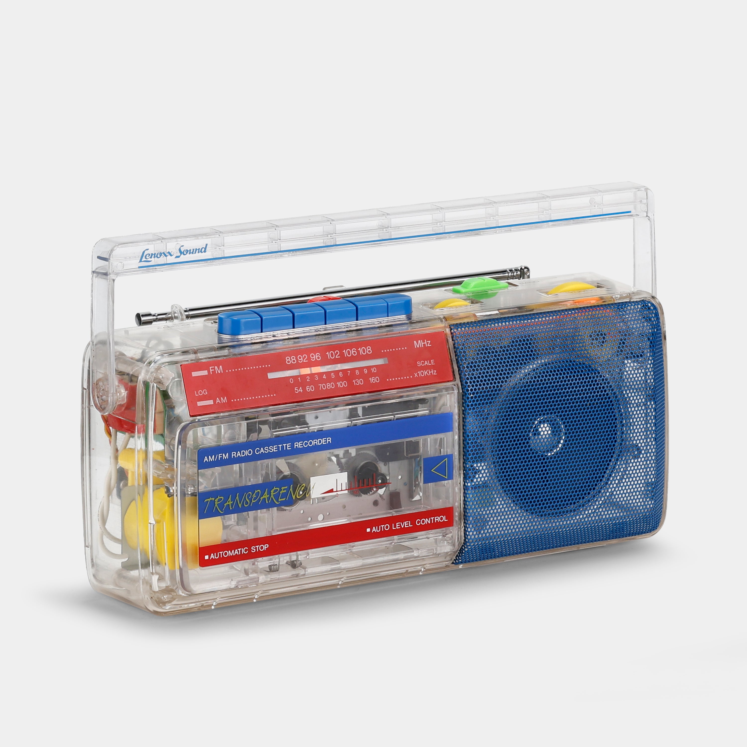Lenoxx Sound CT-80 Transparent Radio Boombox Cassette Recorder and Player