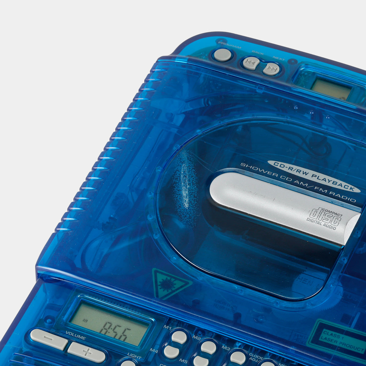 SCD-R-2002 Transparent Blue Shower CD Player and AM/FM Radio