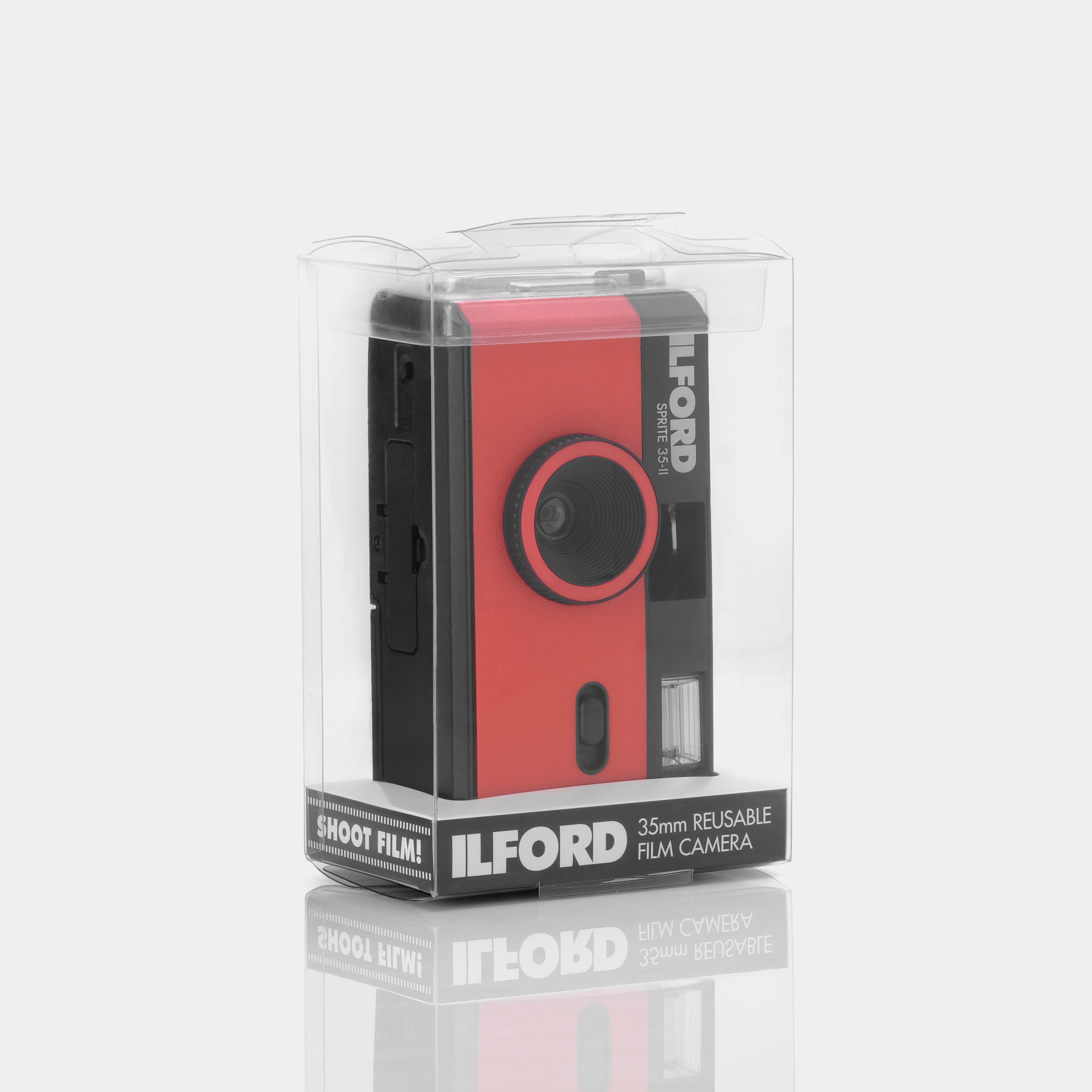 Ilford Sprite 35-II Reusable 35mm Point and Shoot Red & Black Film Camera With 3-Pack Kodak UltraMax Film