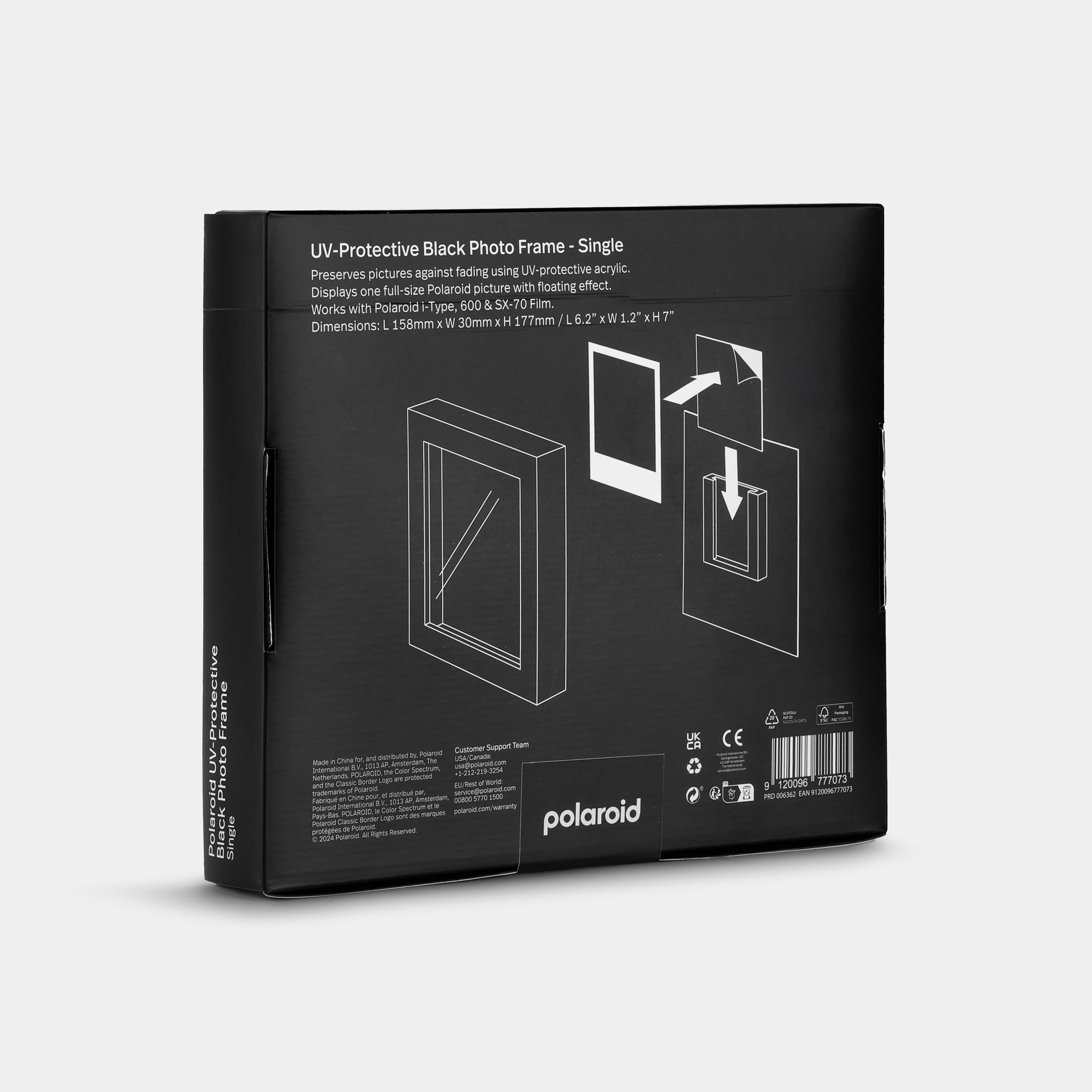 Polaroid UV Protective Black Single Photo Frame