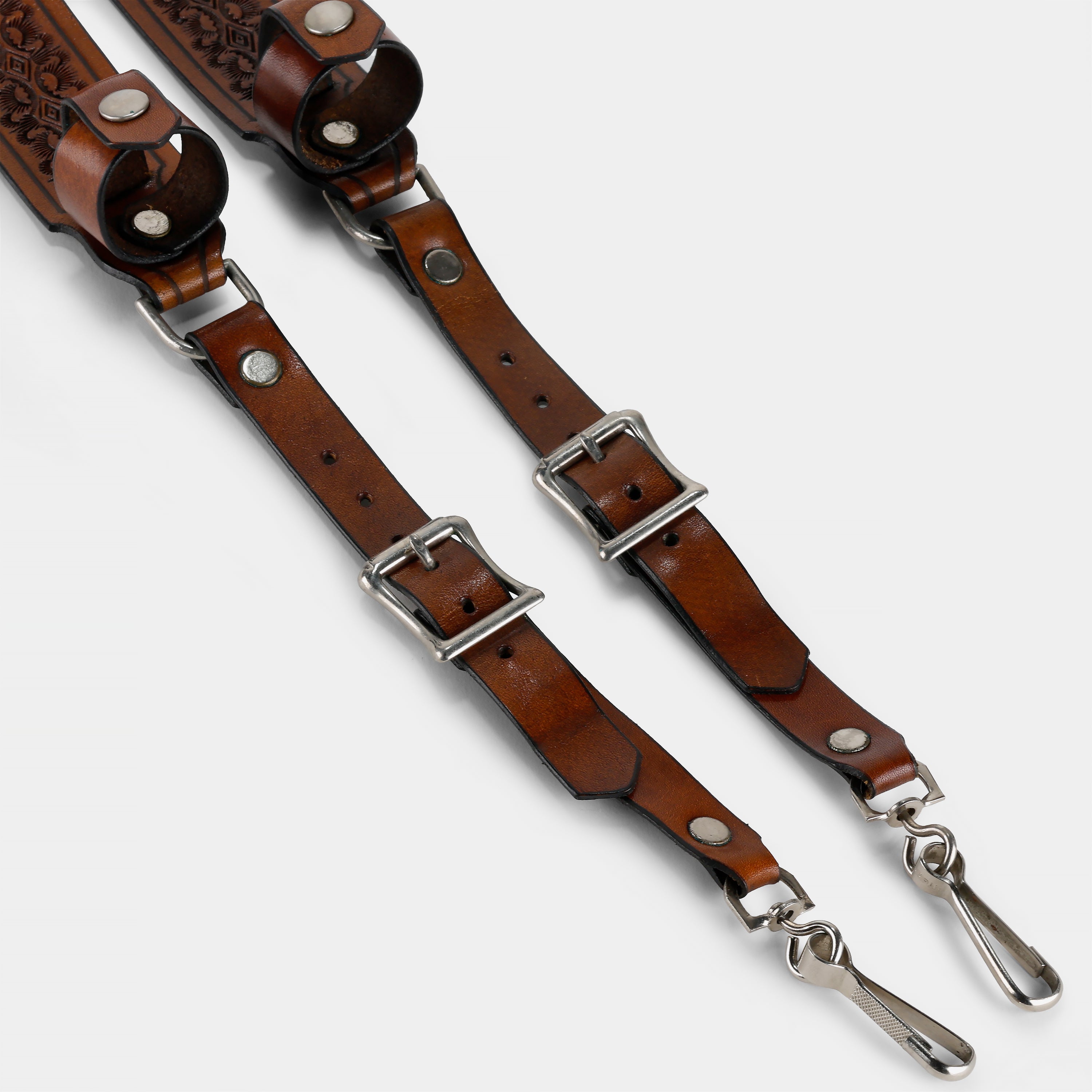 Vintage Brown Leather Embossed Camera Strap