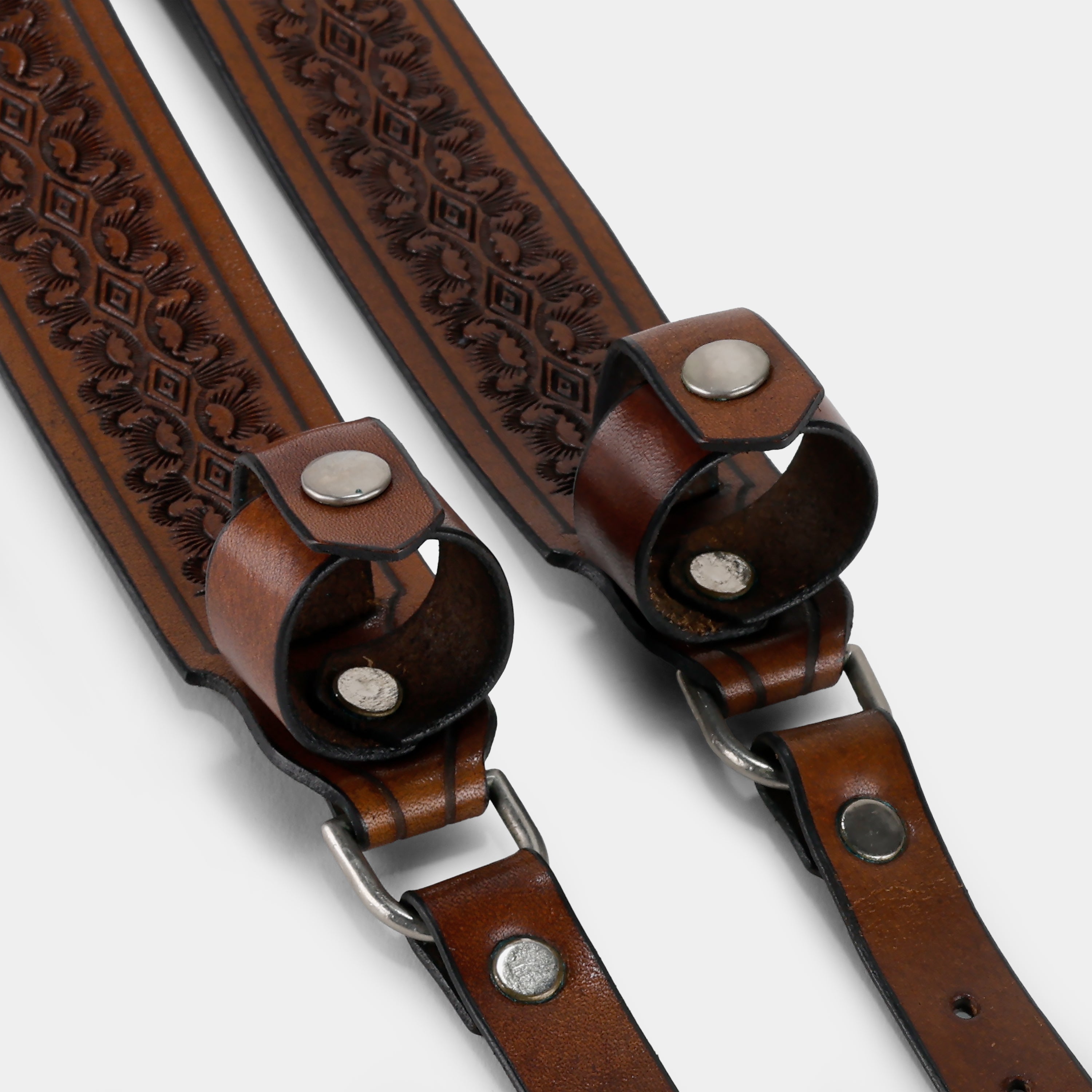 Vintage Brown Leather Embossed Camera Strap