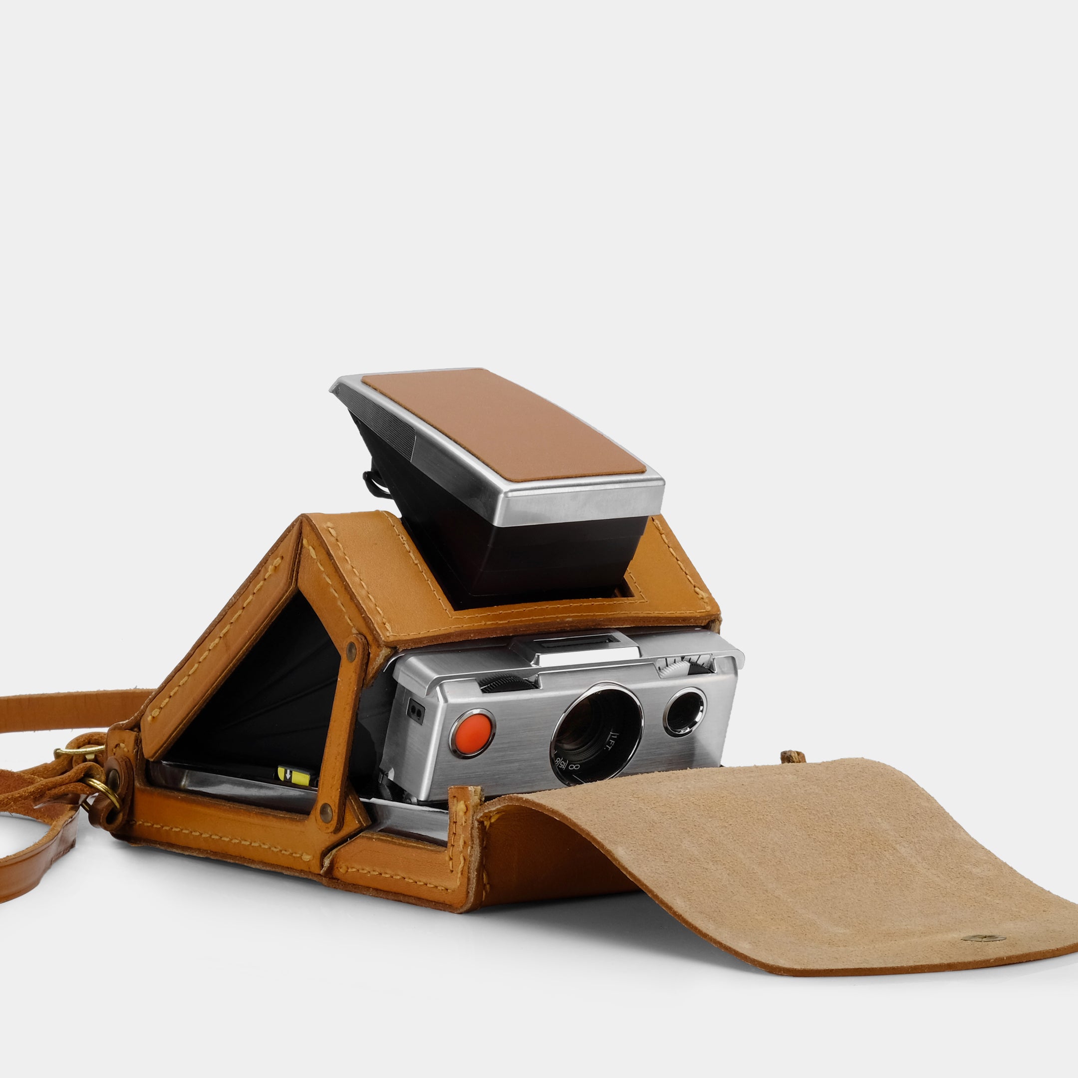 Polaroid SX-70 "Ever-Ready" Style Brown Leather Folding Camera Case