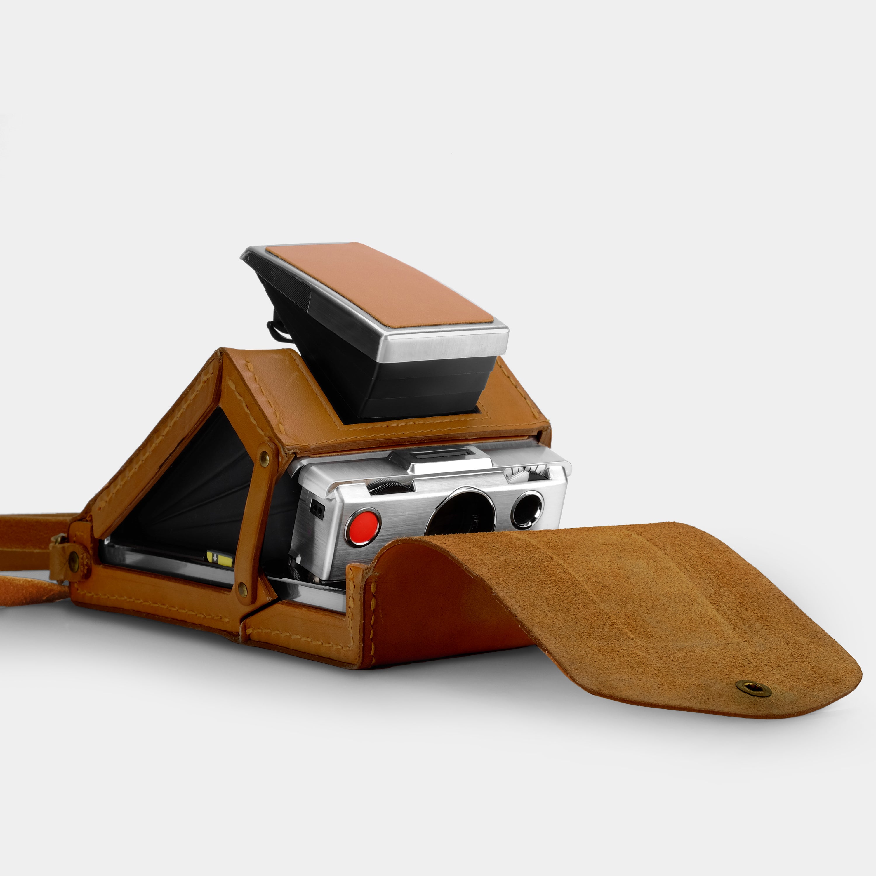 Polaroid SX-70 "Ever-Ready" Style Brown Leather Folding Camera Case