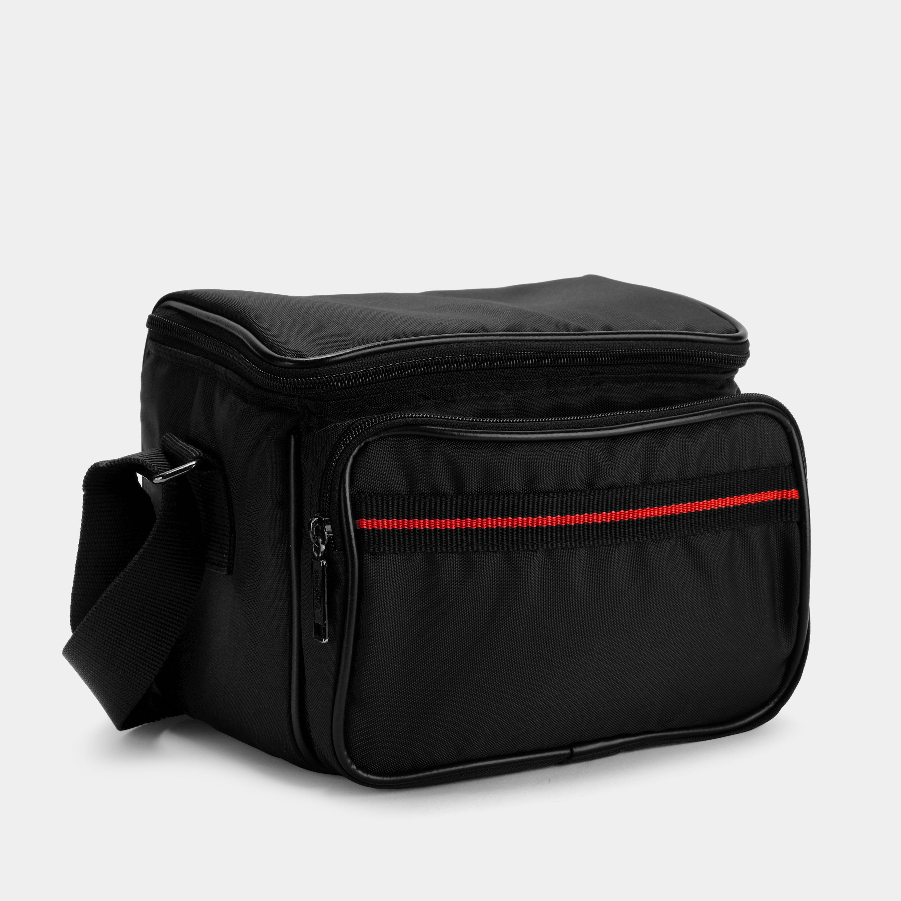 Black Camera Bag with Red Stripe