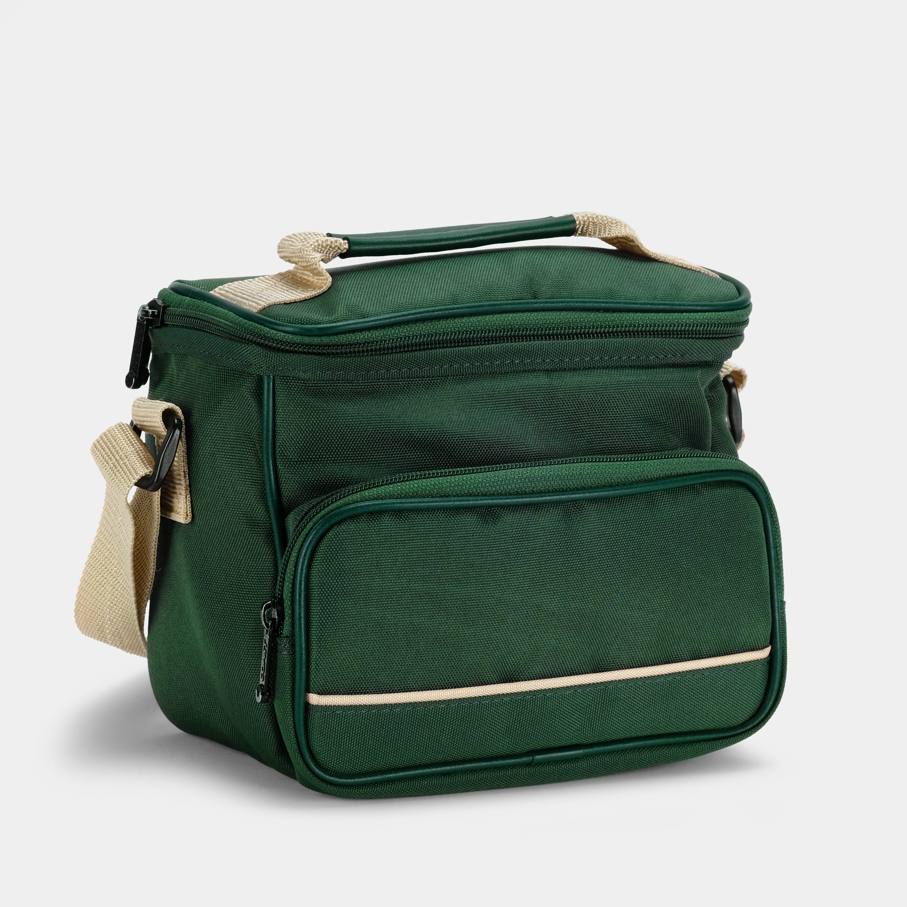 Green and Beige Camera Bag
