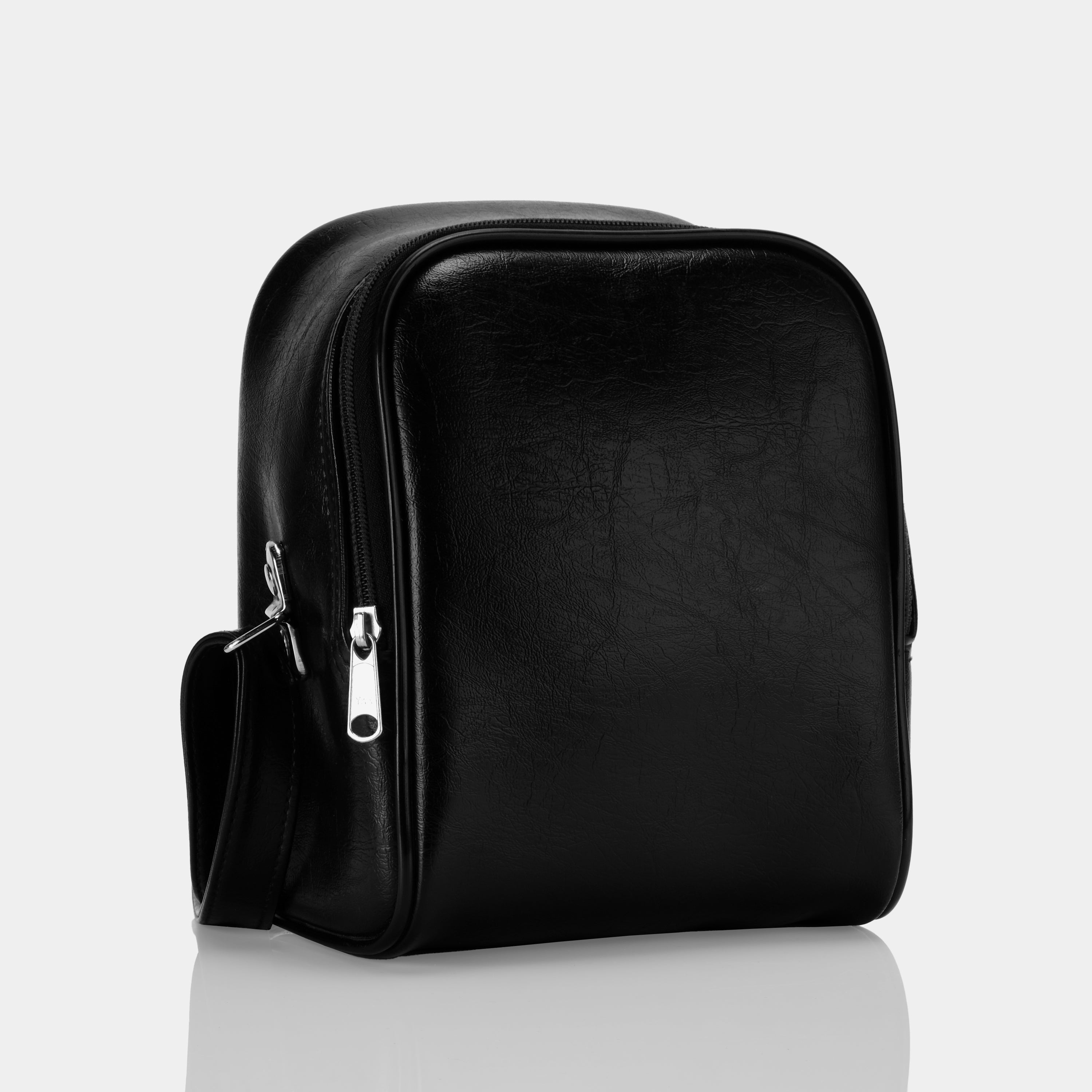 Black Faux Leather Instant Camera Bag