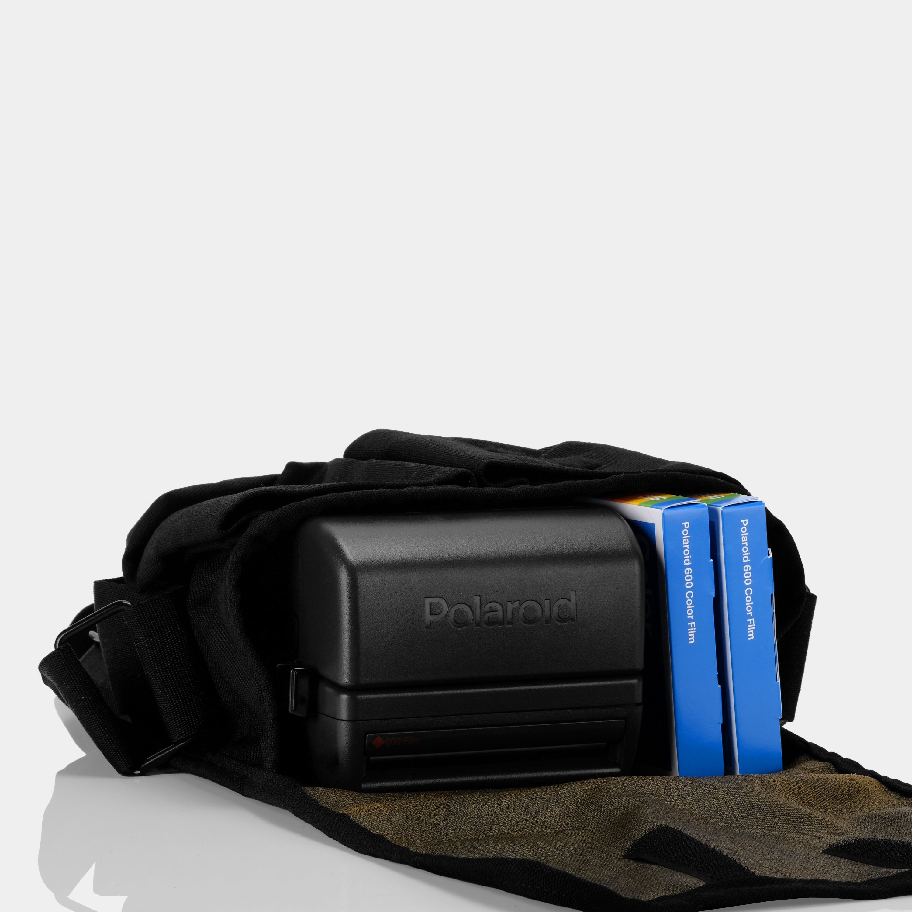 Polaroid Black Instant Camera Bag with Brown Interior