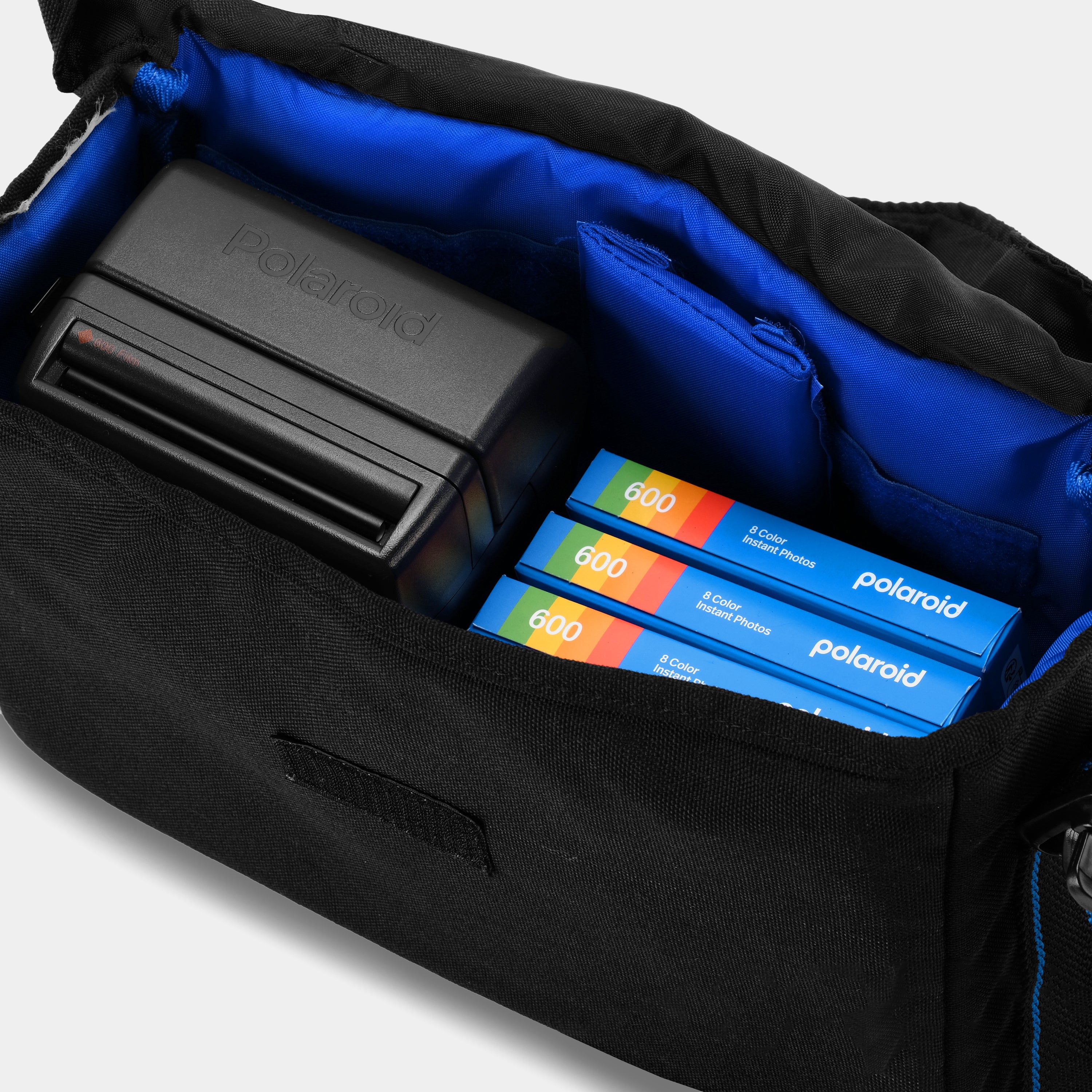 Large Black and Blue Instant Camera Bag