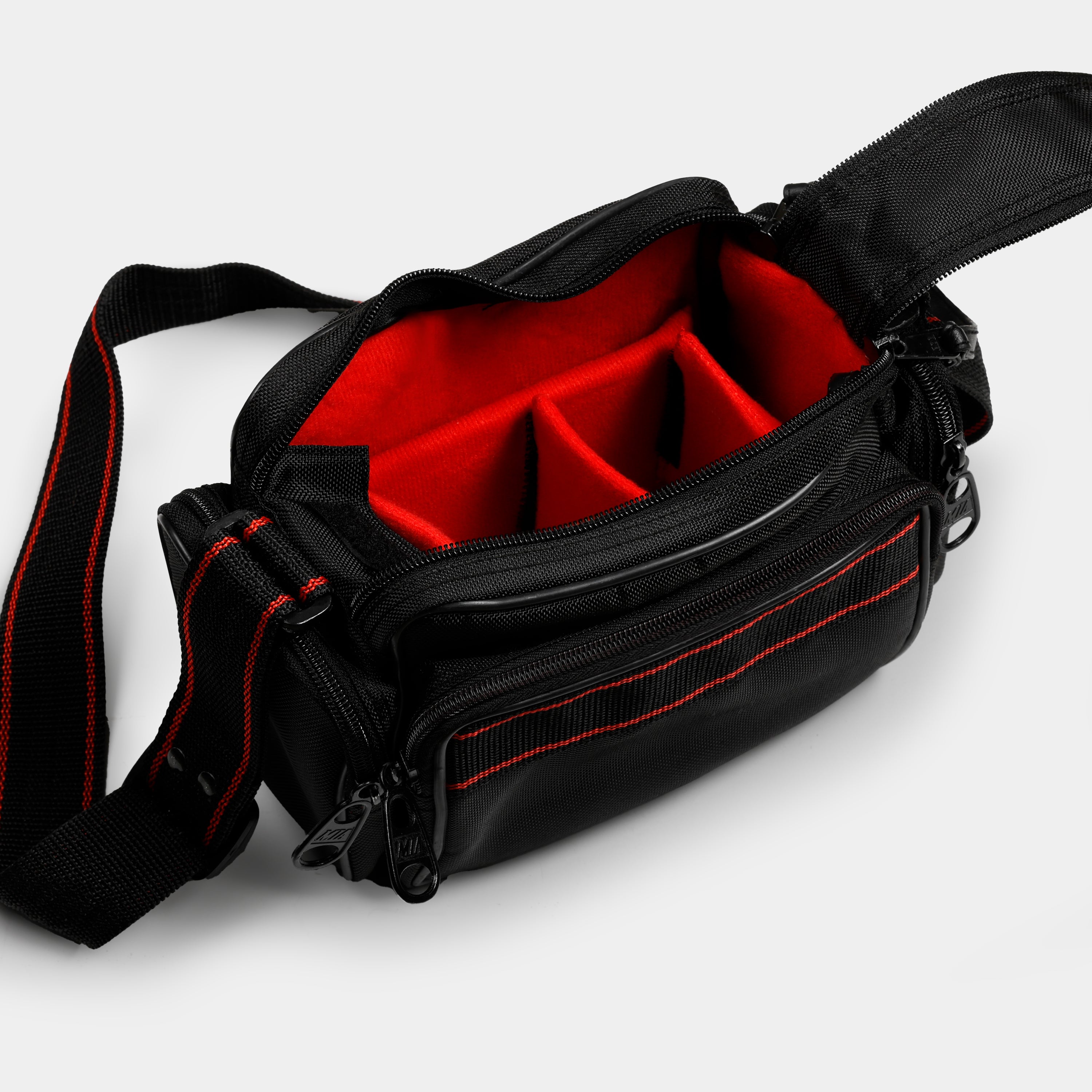 Black With Red Stripes Camera Bag