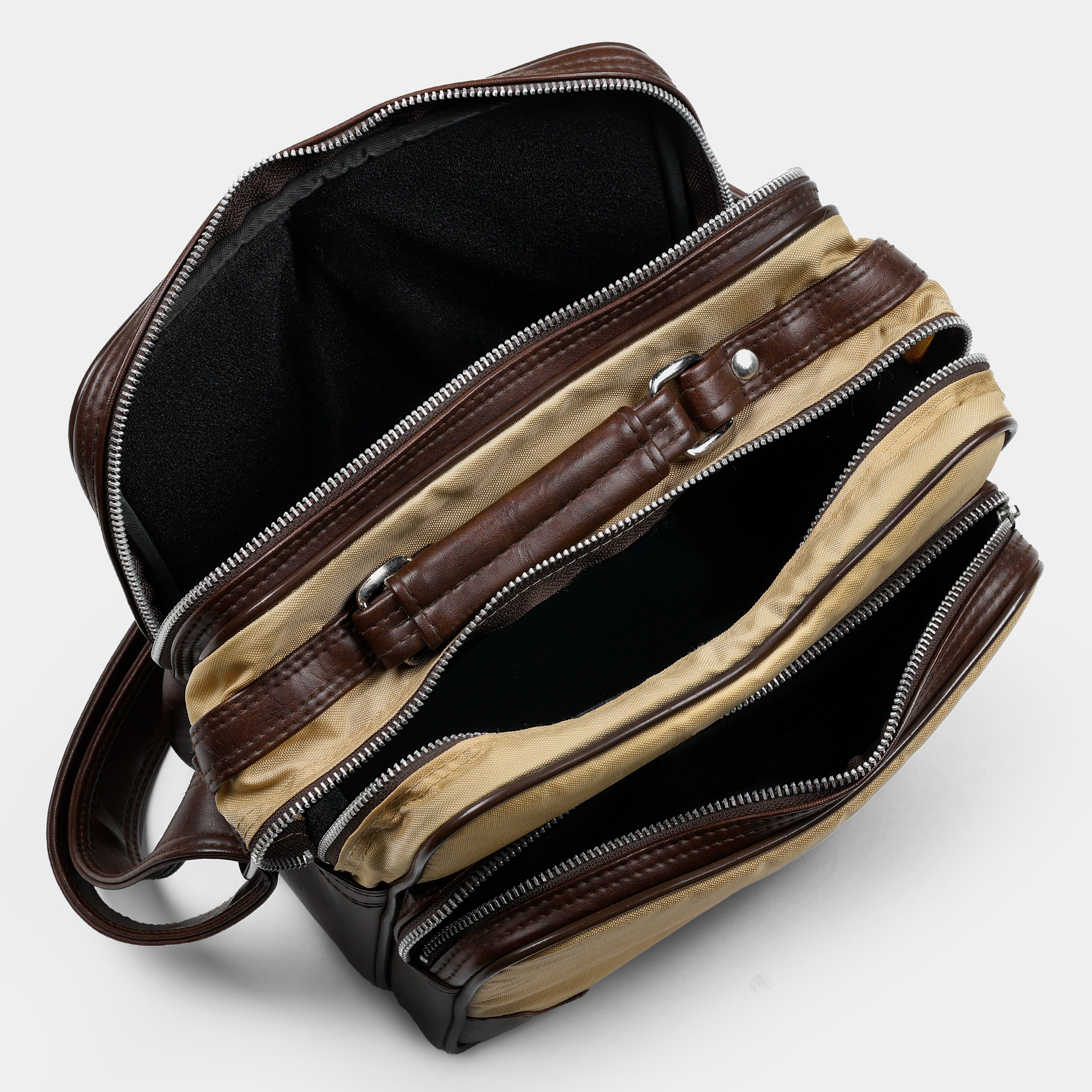 Brown and Tan Faux Leather Camera Bag
