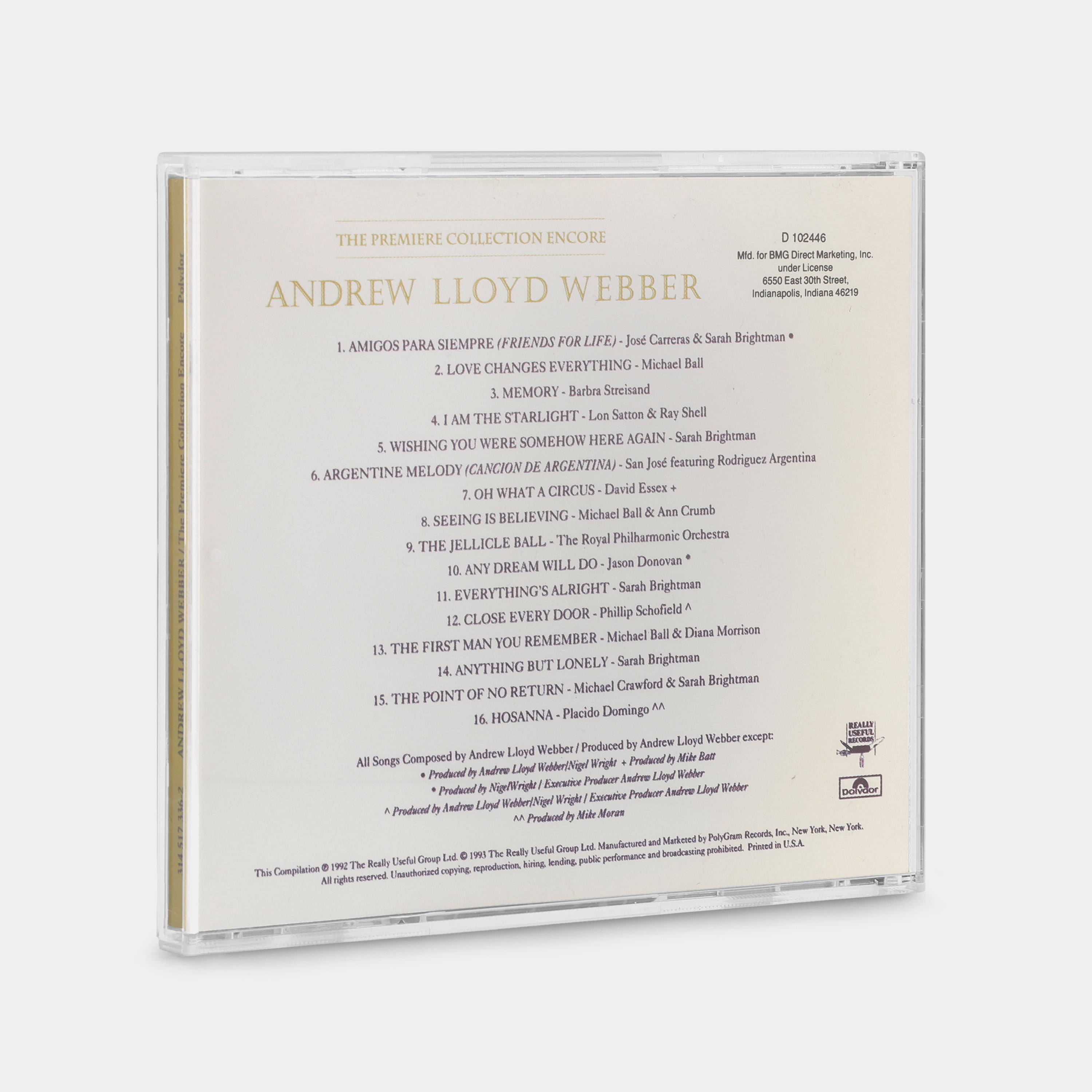 Andrew Lloyd Webber - The Premiere Collection Encore CD