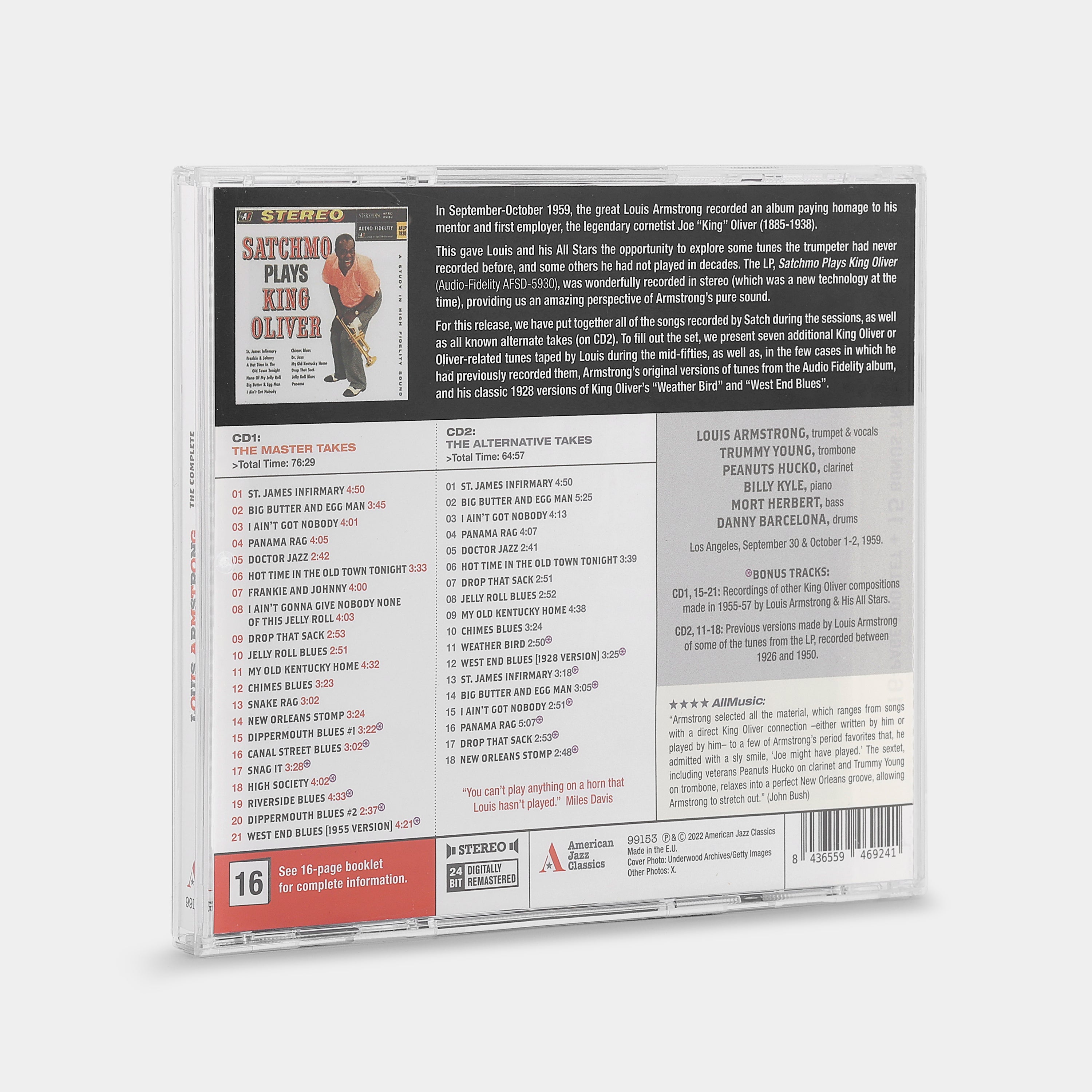 Louis Armstrong - The Complete Satchmo Plays King Oliver 2-Disc CD