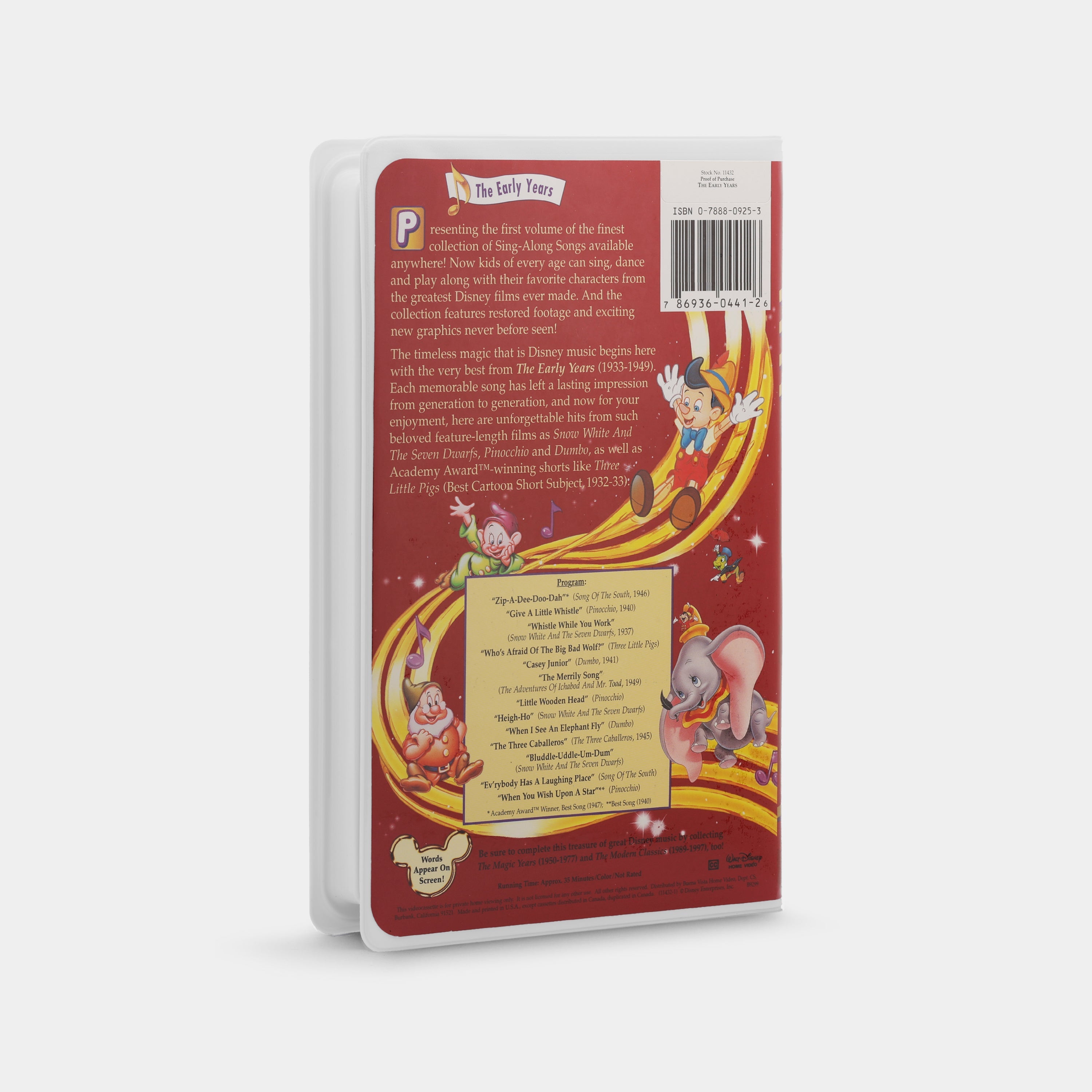 Disney Sing-Along-Songs: Collection of All-Time Favorites - The Early Years VHS Tape