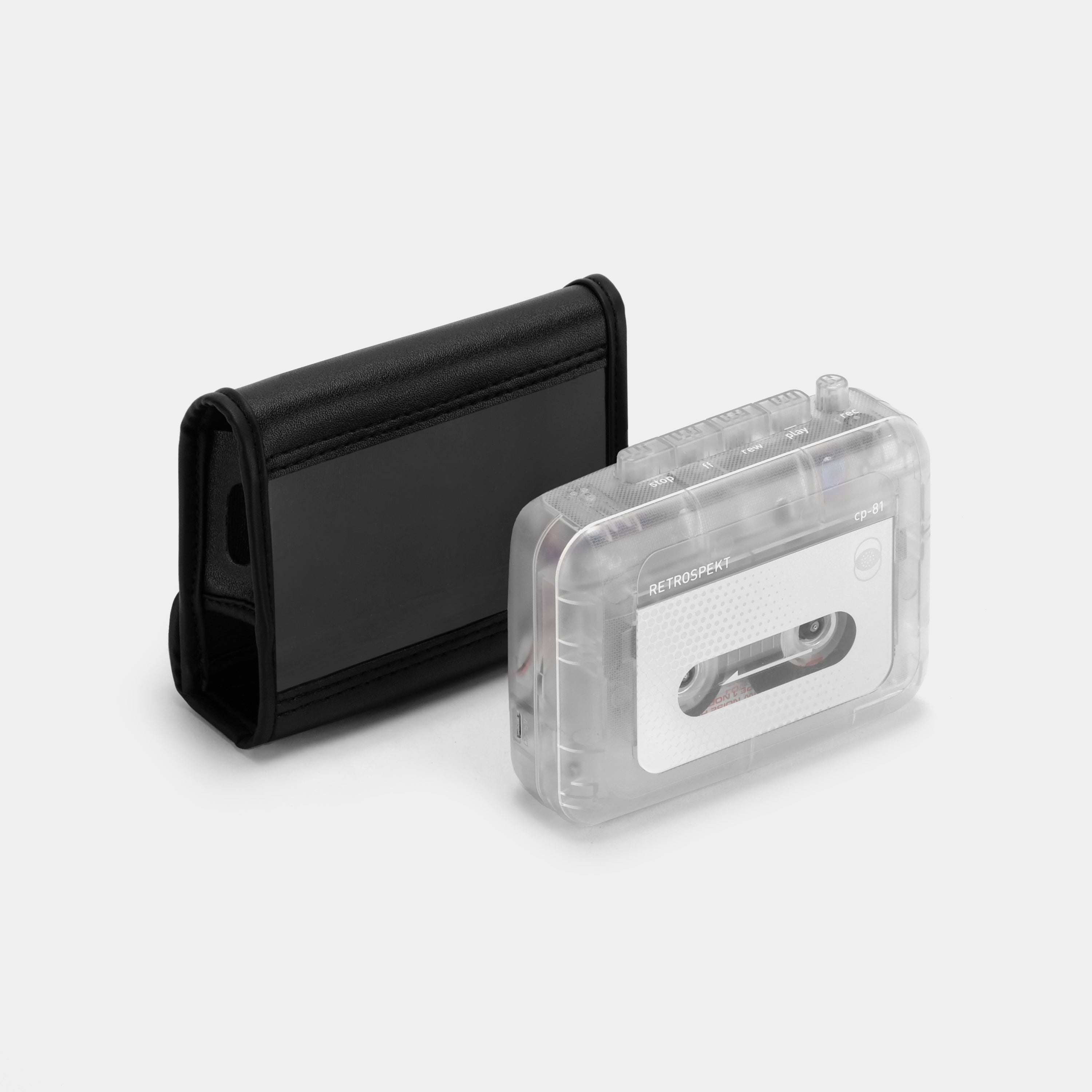CP-81 Portable Cassette Player Black Leather Clip Case