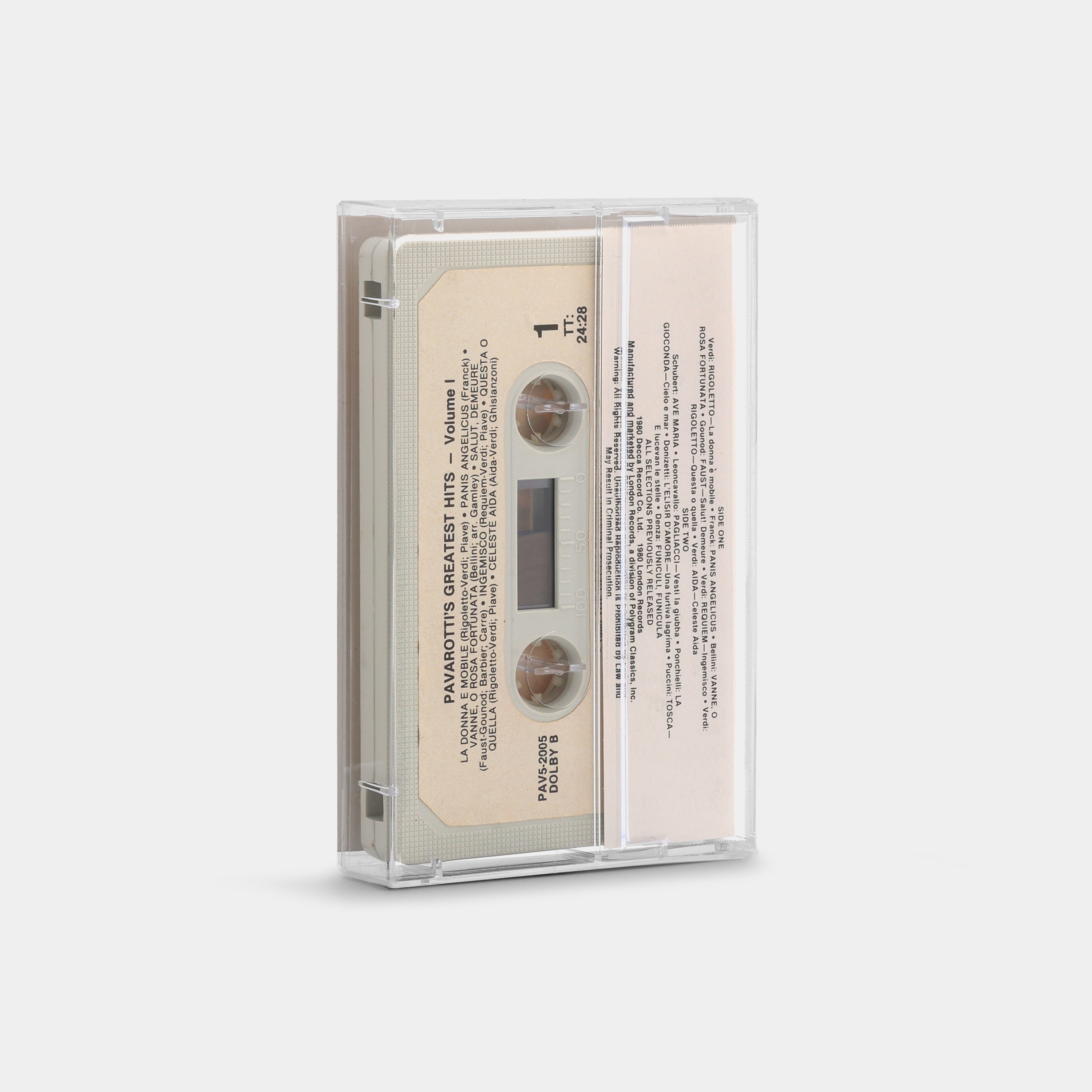 Luciano Pavarotti - Pavarotti's Greatest Hits Volume 1 Cassette Tape