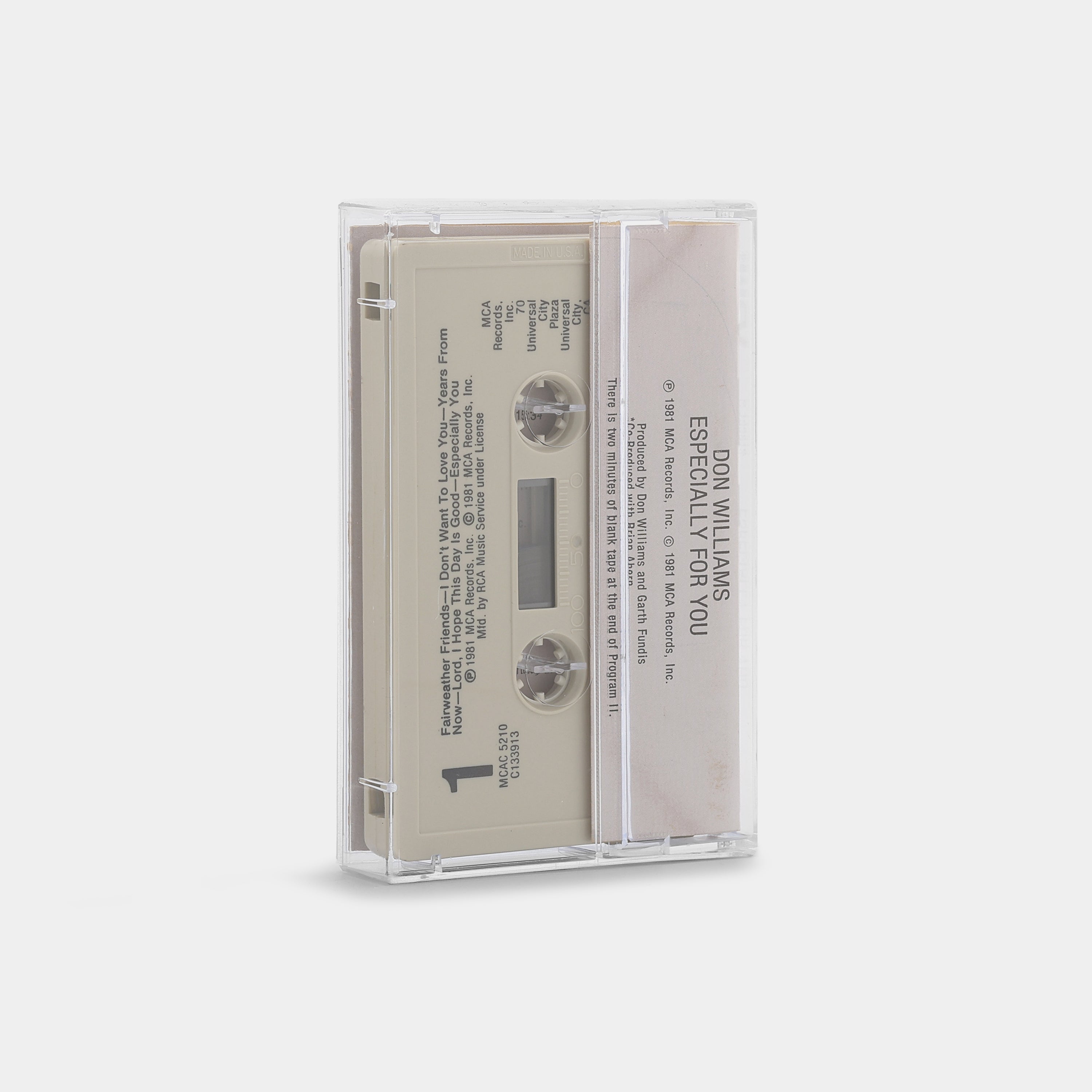 Don Williams - Especially For You Cassette Tape