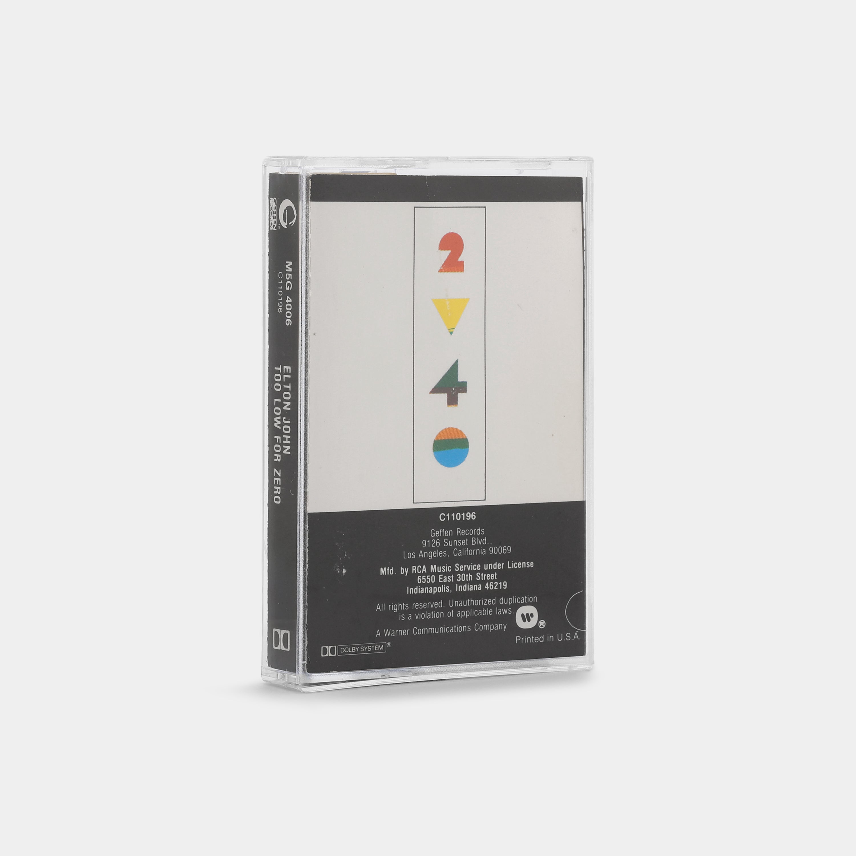 Elton John - Too Low For Zero Cassette Tape