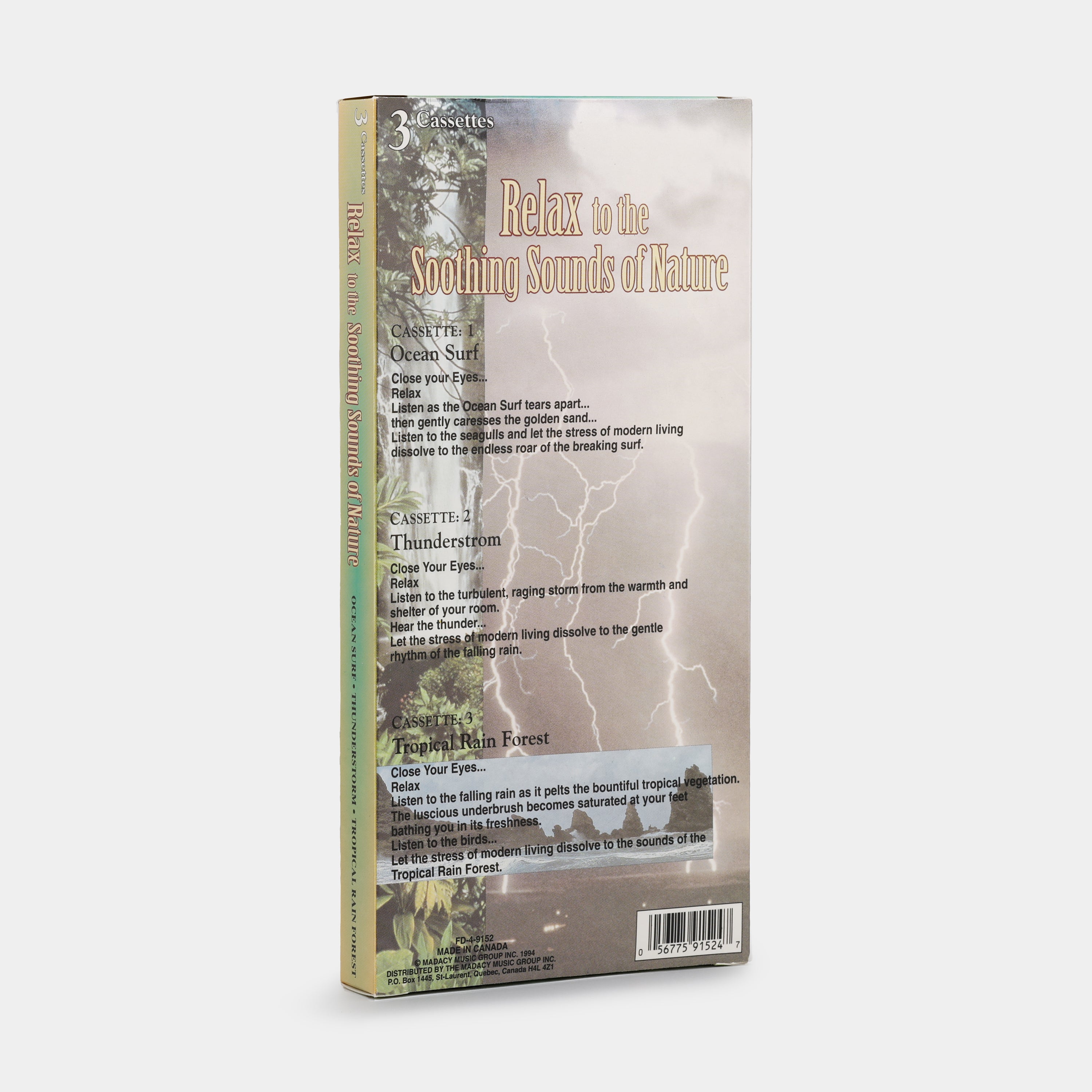 Sounds of Nature: Ocean Surf, Thunderstorm, Tropical Rain Forest Cassette Tape Set