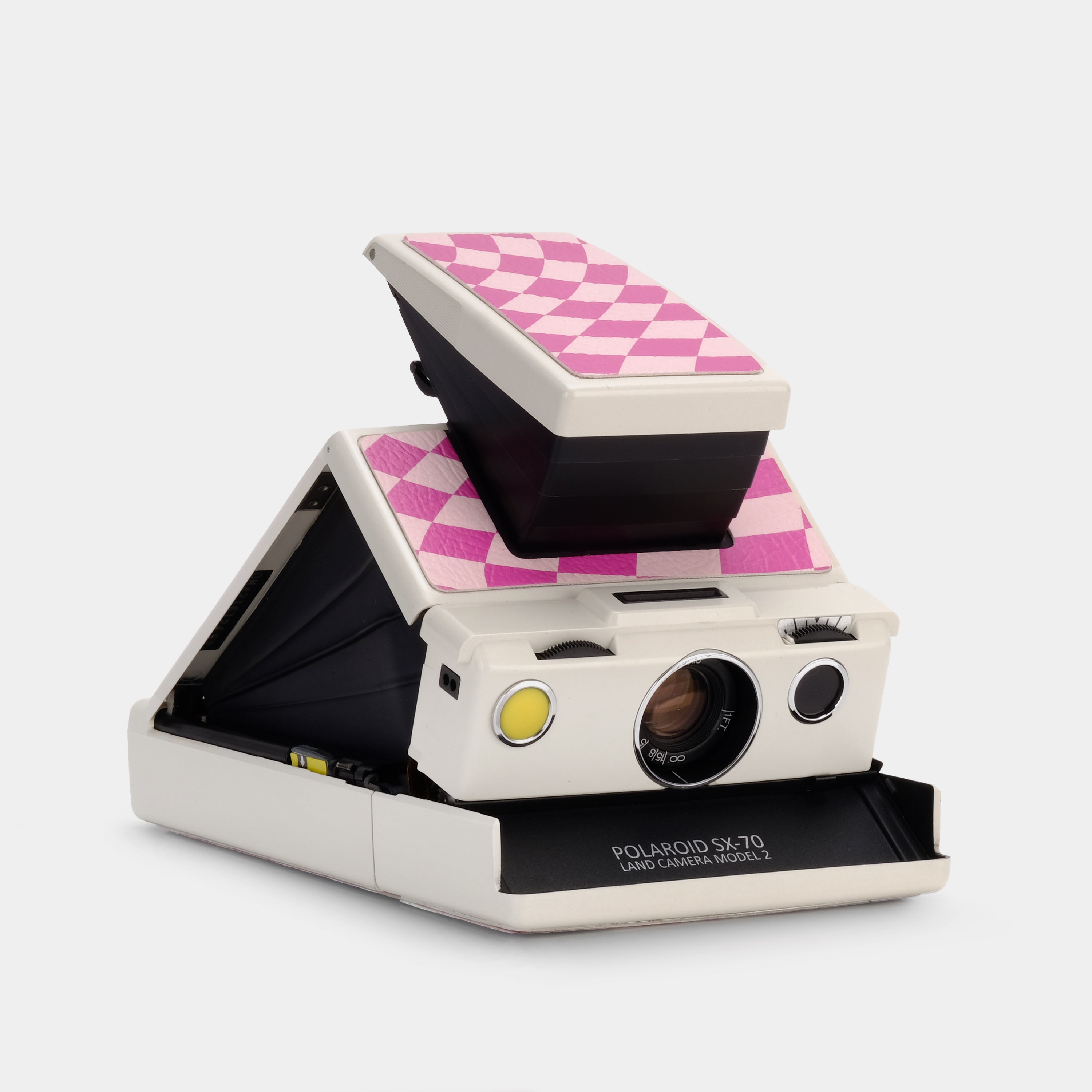 Polaroid SX-70 Model 2 Fuchsia and Pink Wave Check White Folding Insta