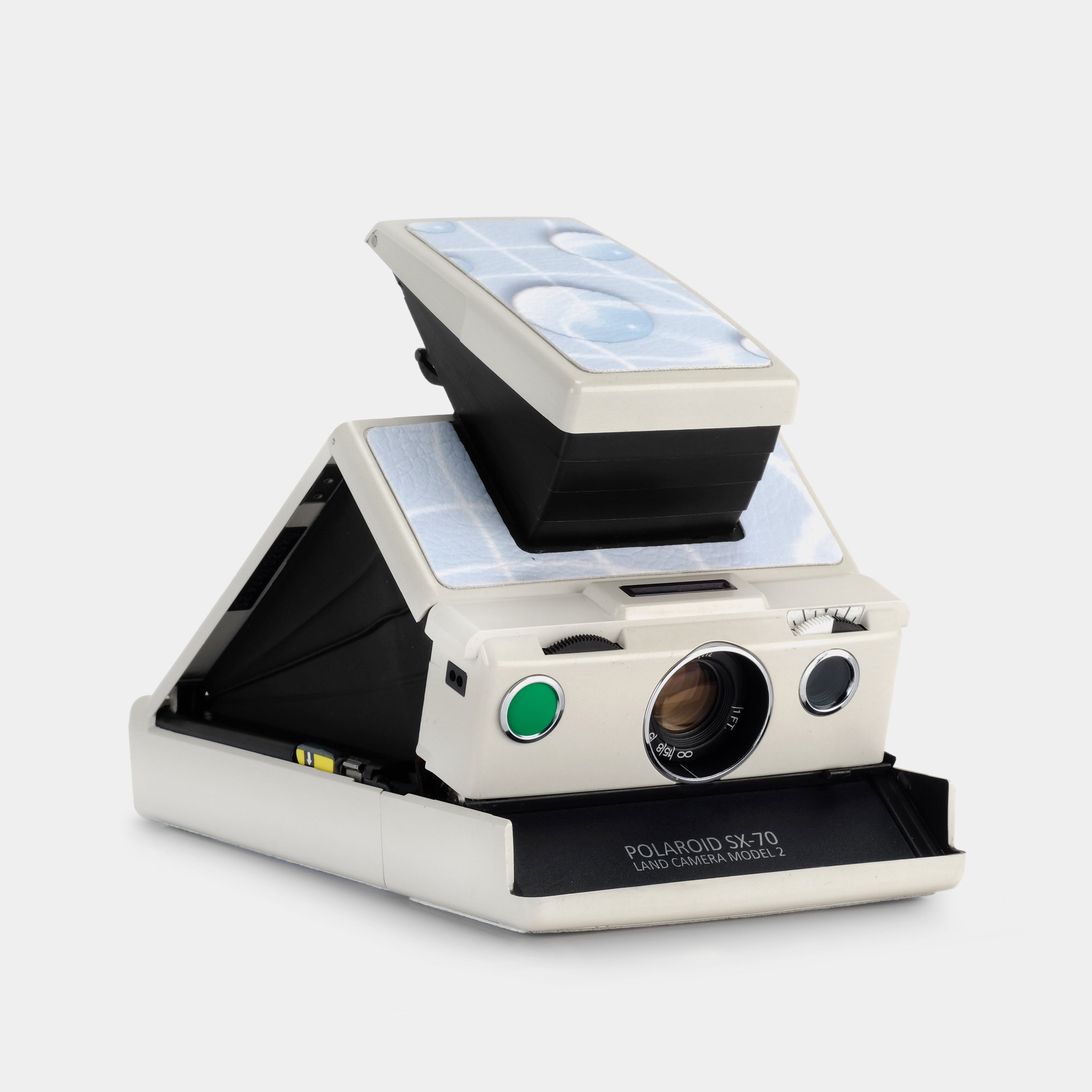 Polaroid SX-70 Model 2 White with Aquatic Grid Folding Instant Film Camera