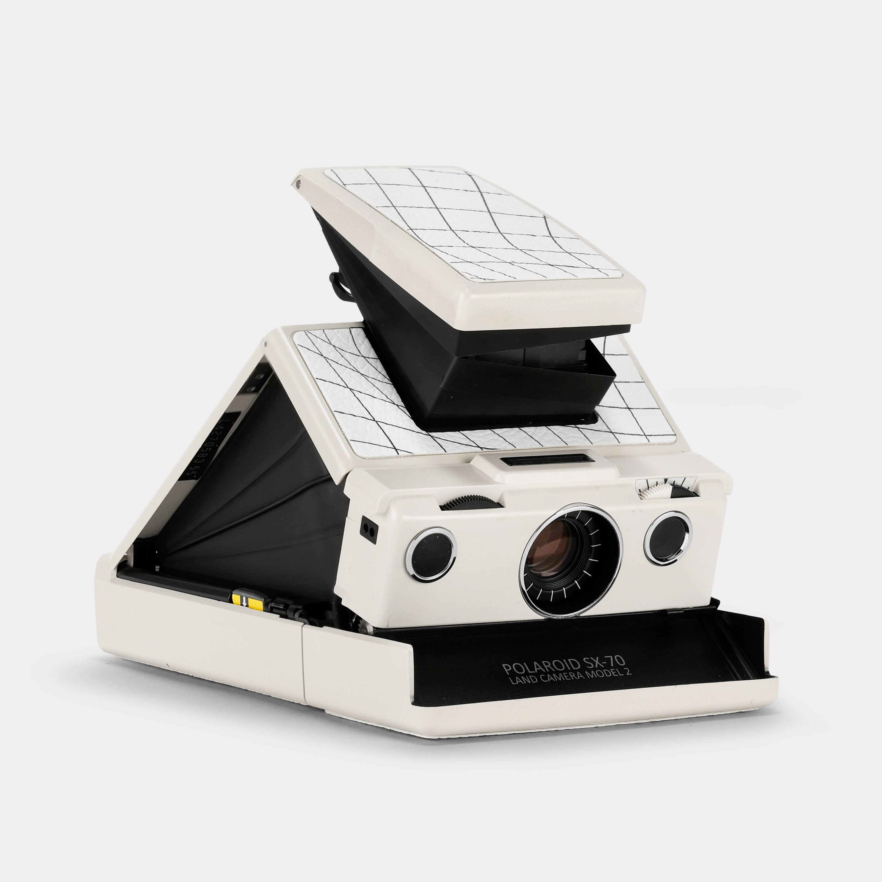 Polaroid 600 Model 2 White and Black 3D Wave Grid Folding Instant Film Camera