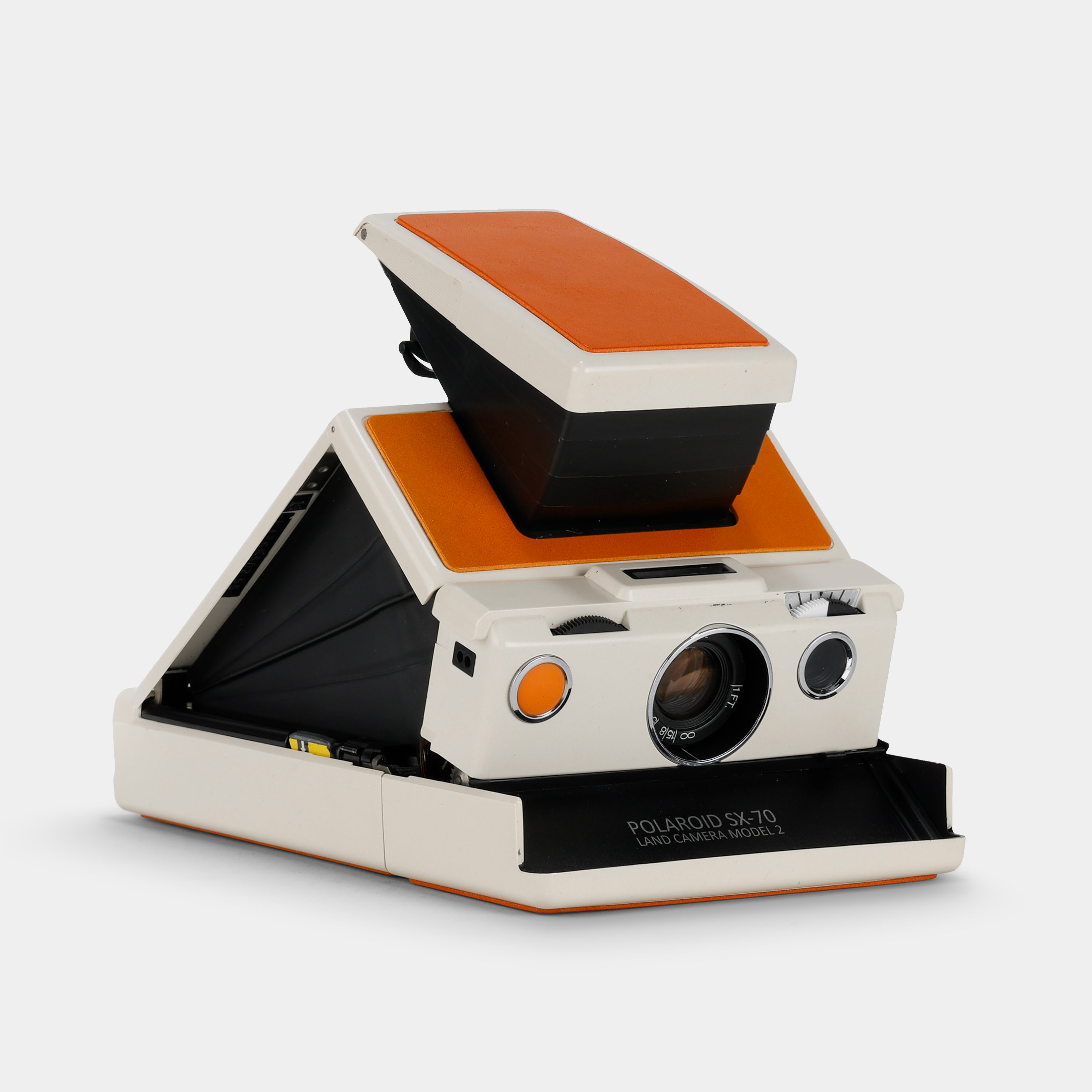 Polaroid SX-70 Model 2 White and Orange Folding Instant Film Camera