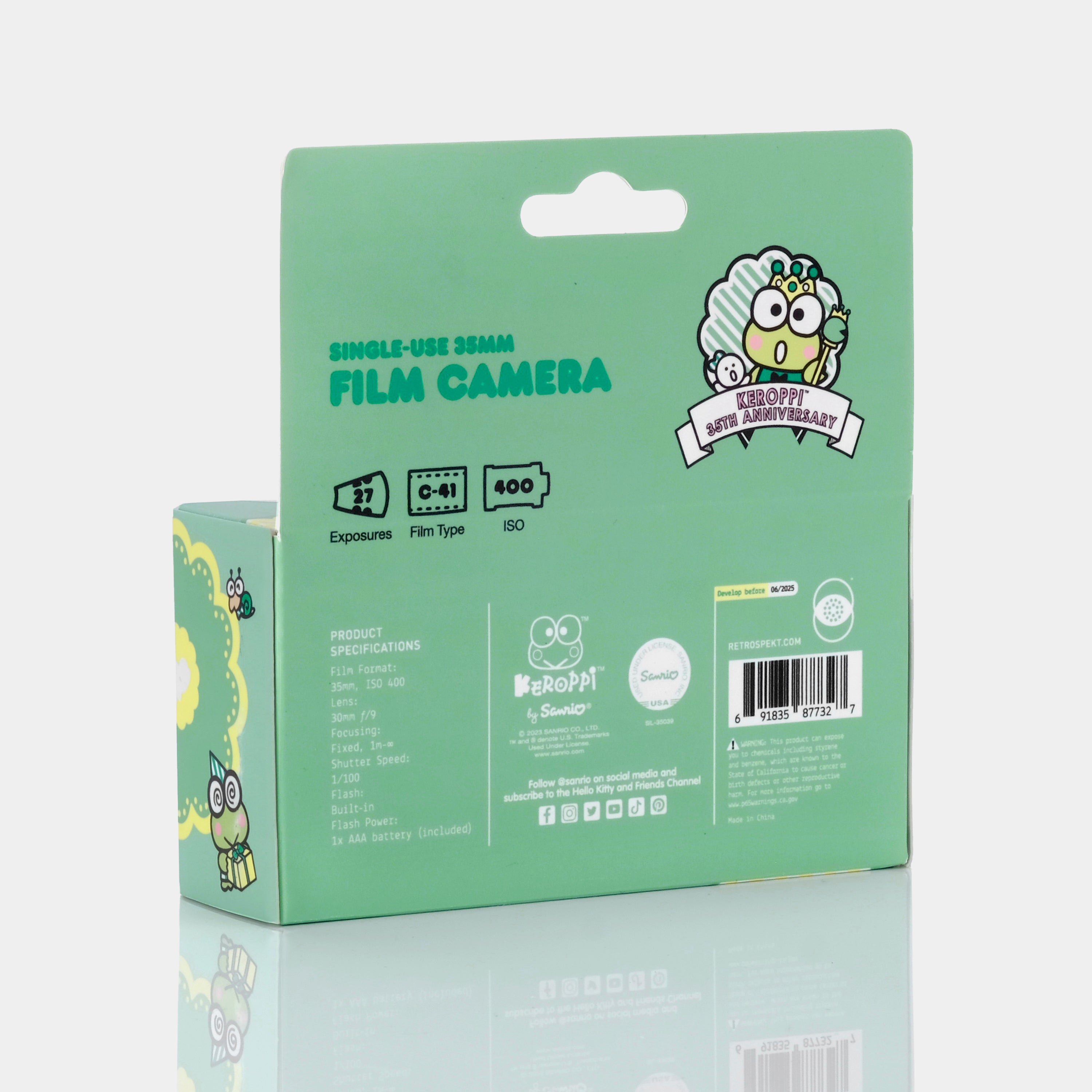 Keroppi Single-Use 35mm Film Camera with Film (27 Exposures)