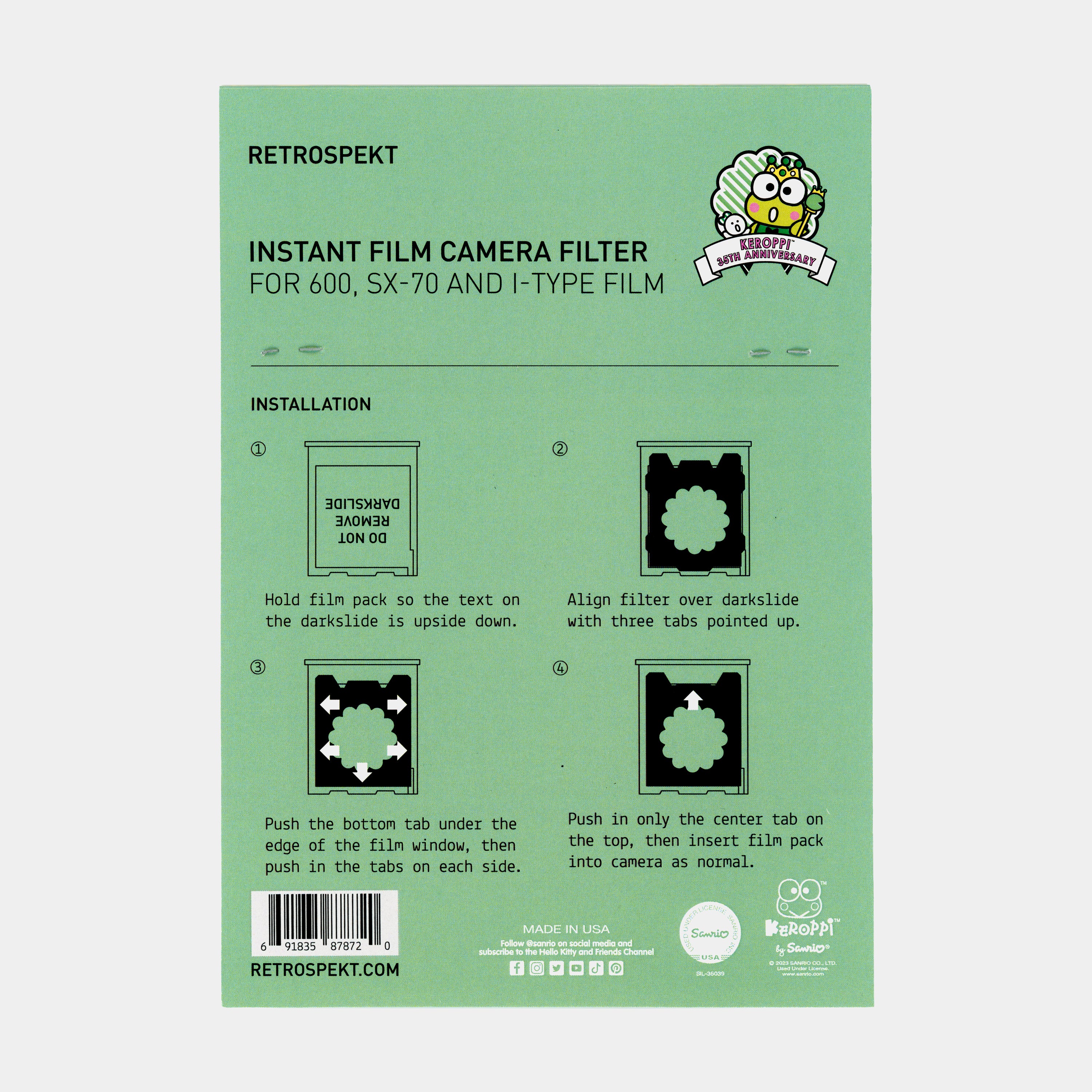 Keroppi Photo Filters for Instant Film Cameras (5-Pack)