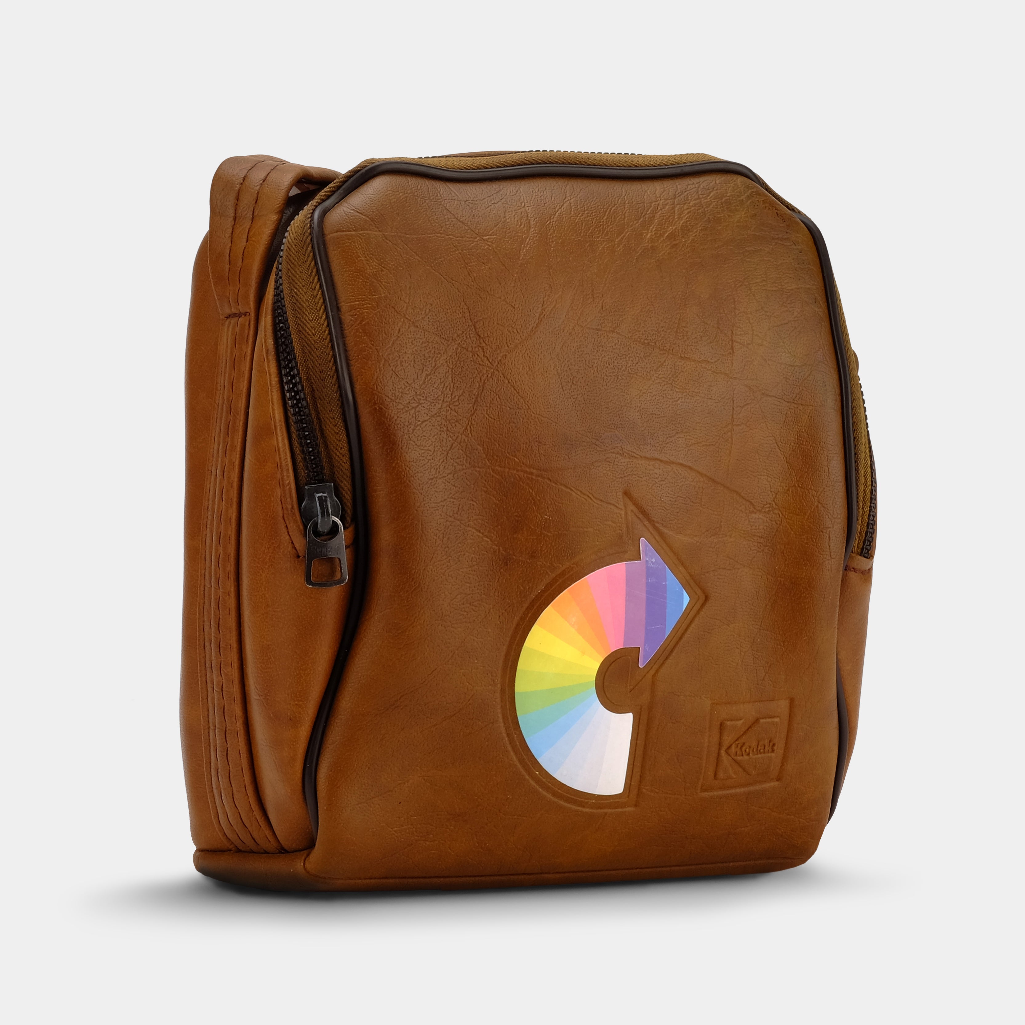 Kodak Brown Leather Camera Bag with Rainbow Logo