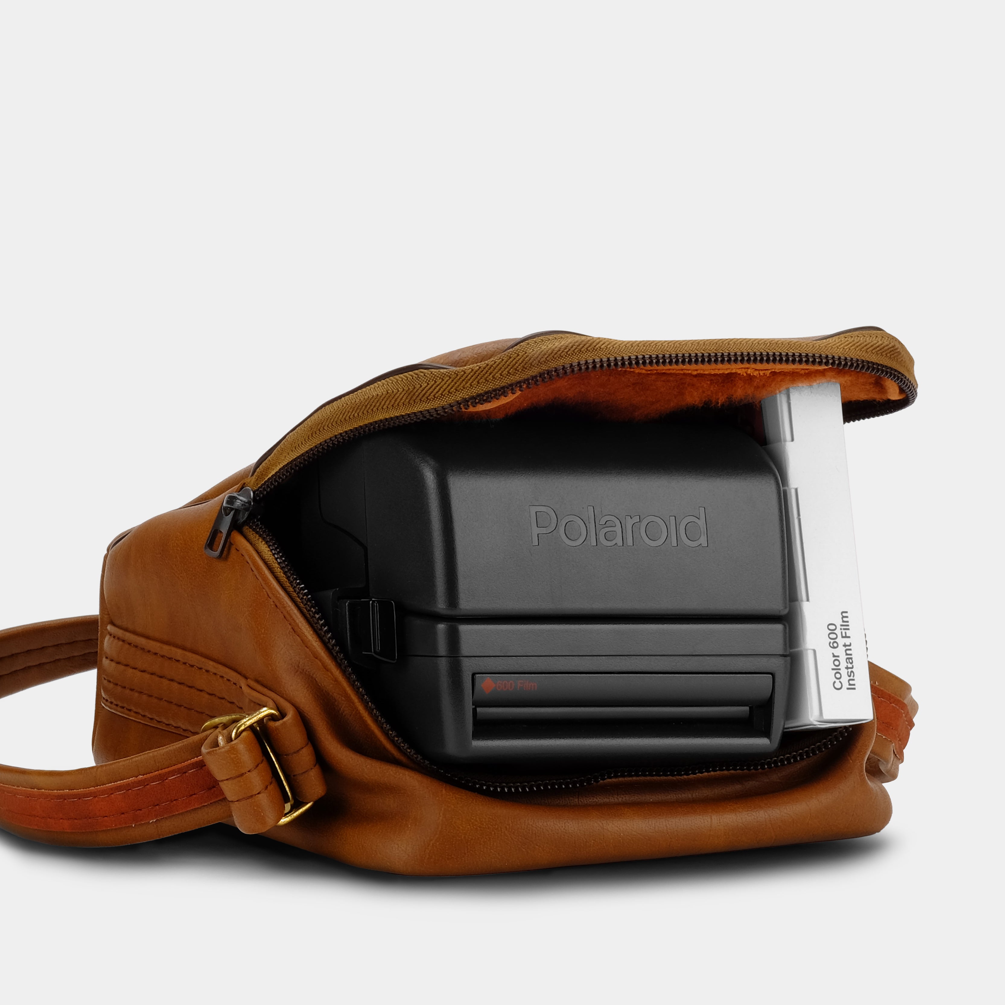 Kodak Brown Leather Camera Bag with Rainbow Logo
