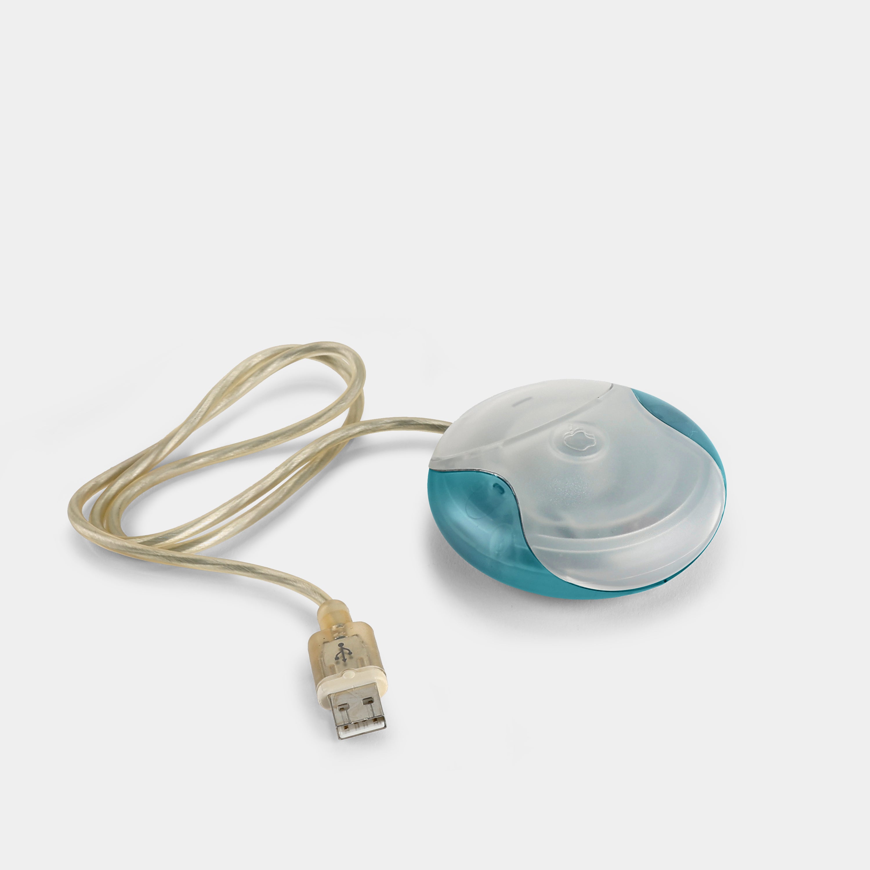 Vintage Apple Model M4848 USB Bondi Blue G3 Puck Mouse