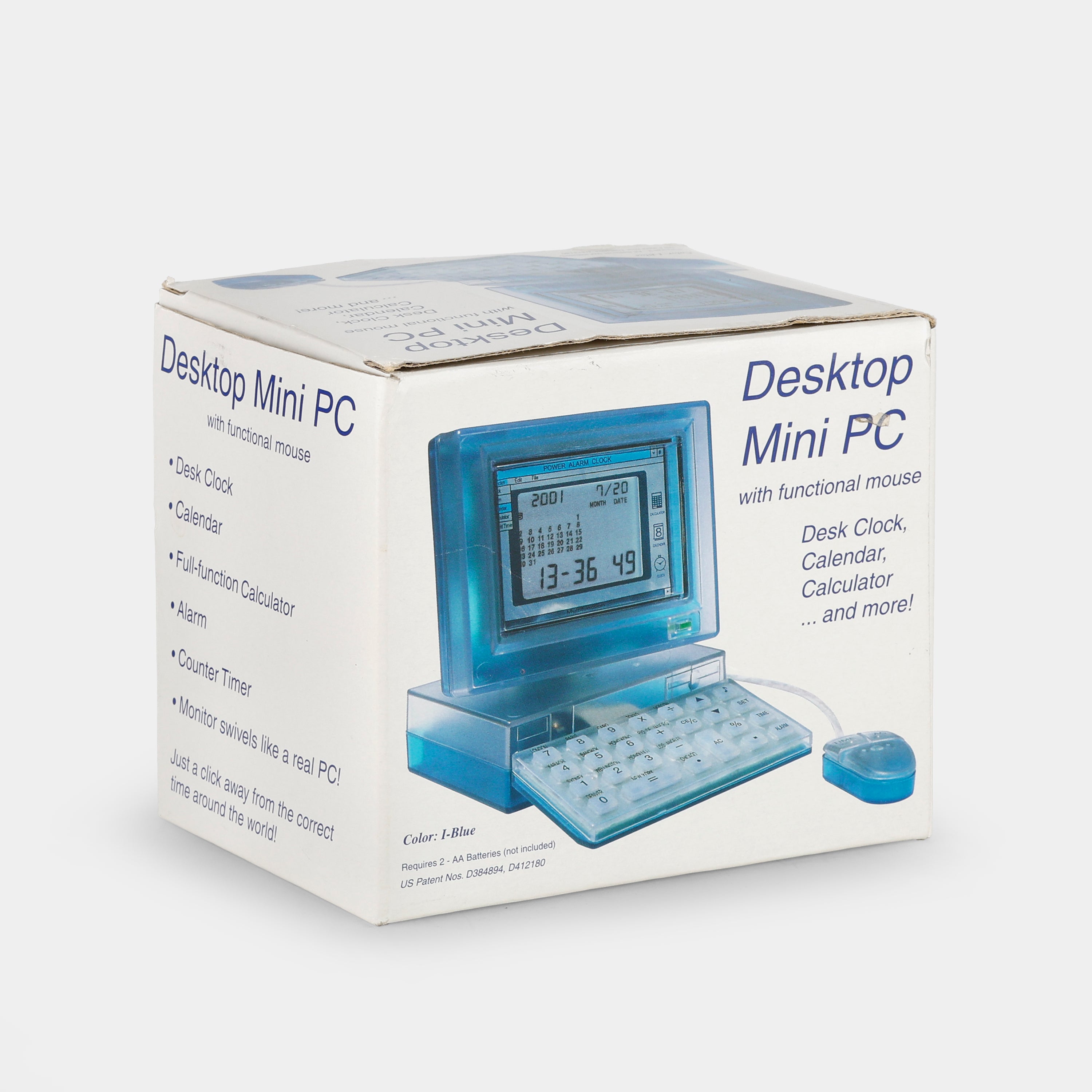 Transparent Blue Desktop Mini PC Alarm Clock Calendar