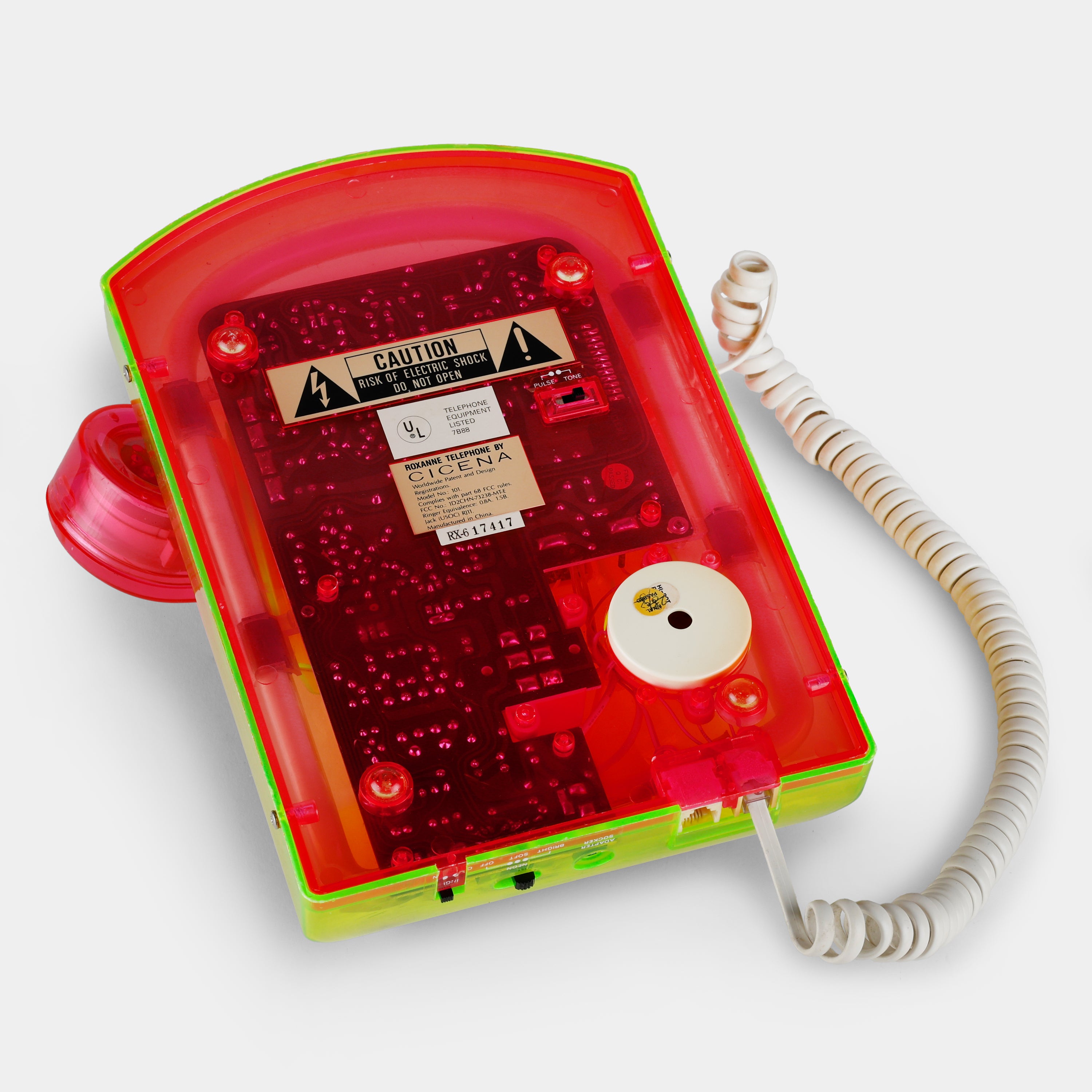 Cicena Roxanne Transparent Neon Green and Pink Telephone (Non-Function