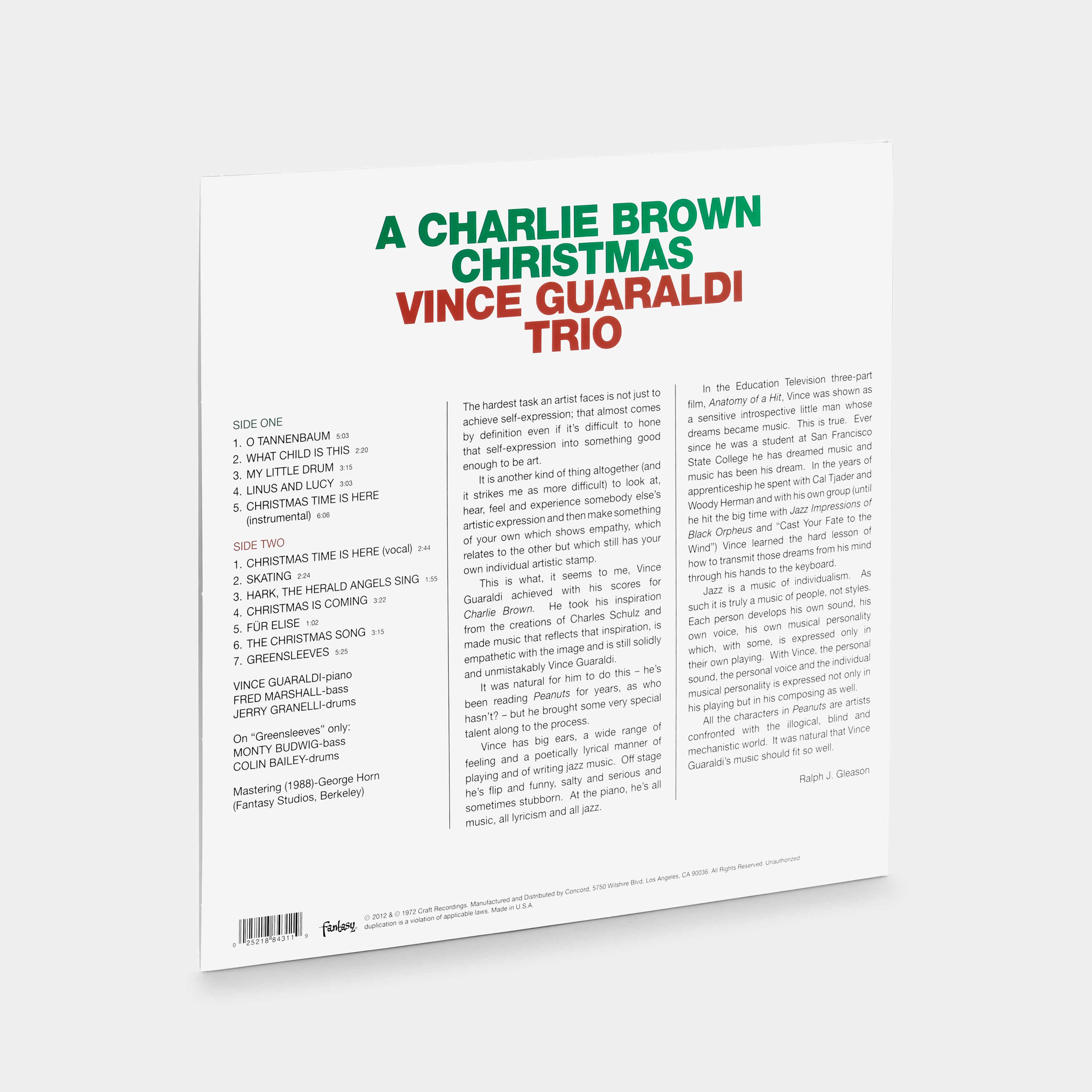 Vince Guaraldi Trio - A Charlie Brown Christmas LP Green Vinyl Record