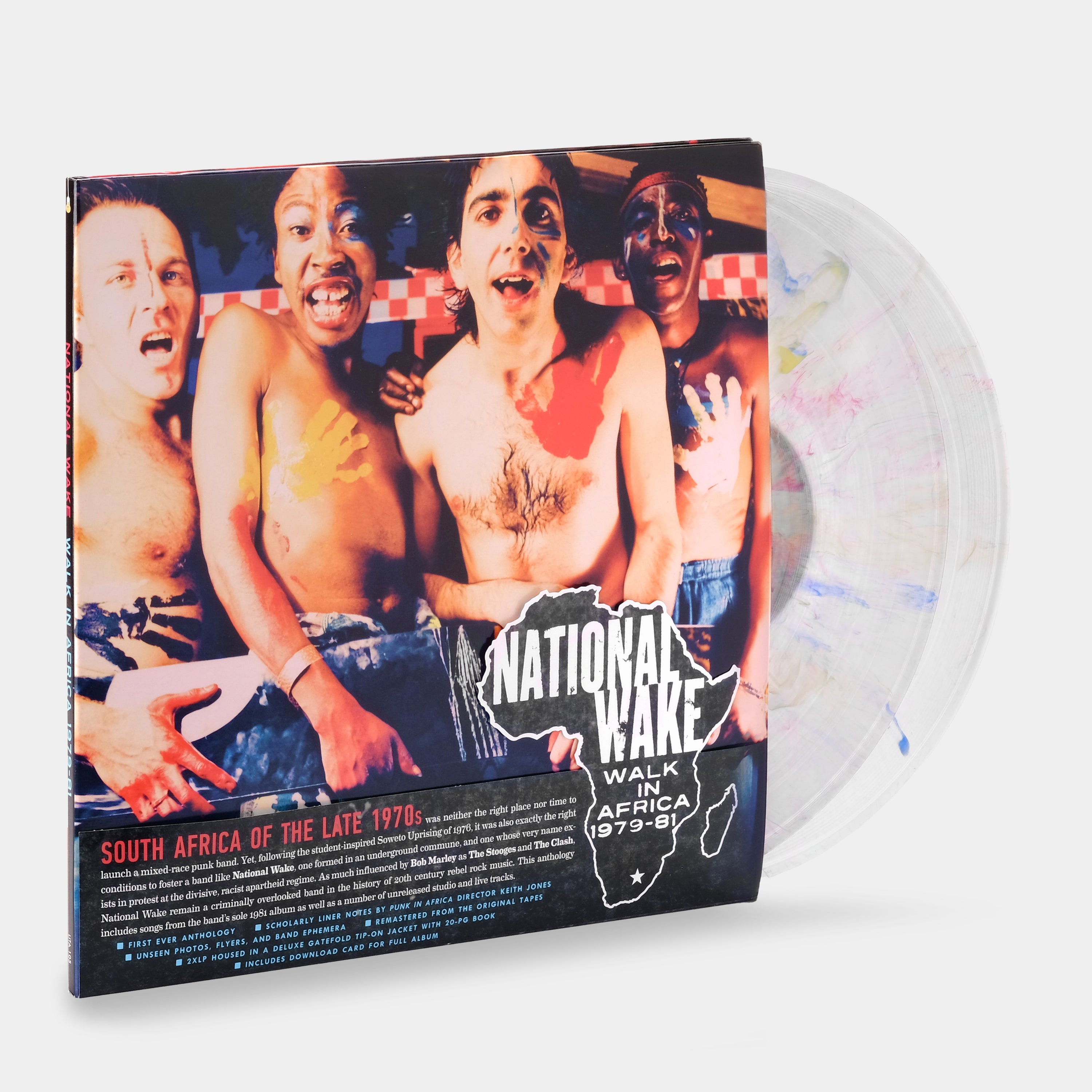 National Wake - Walk In Africa 1979-81 Limited Edition 2xLP Clear with Red, Yellow, Blue Splatter Vinyl Record
