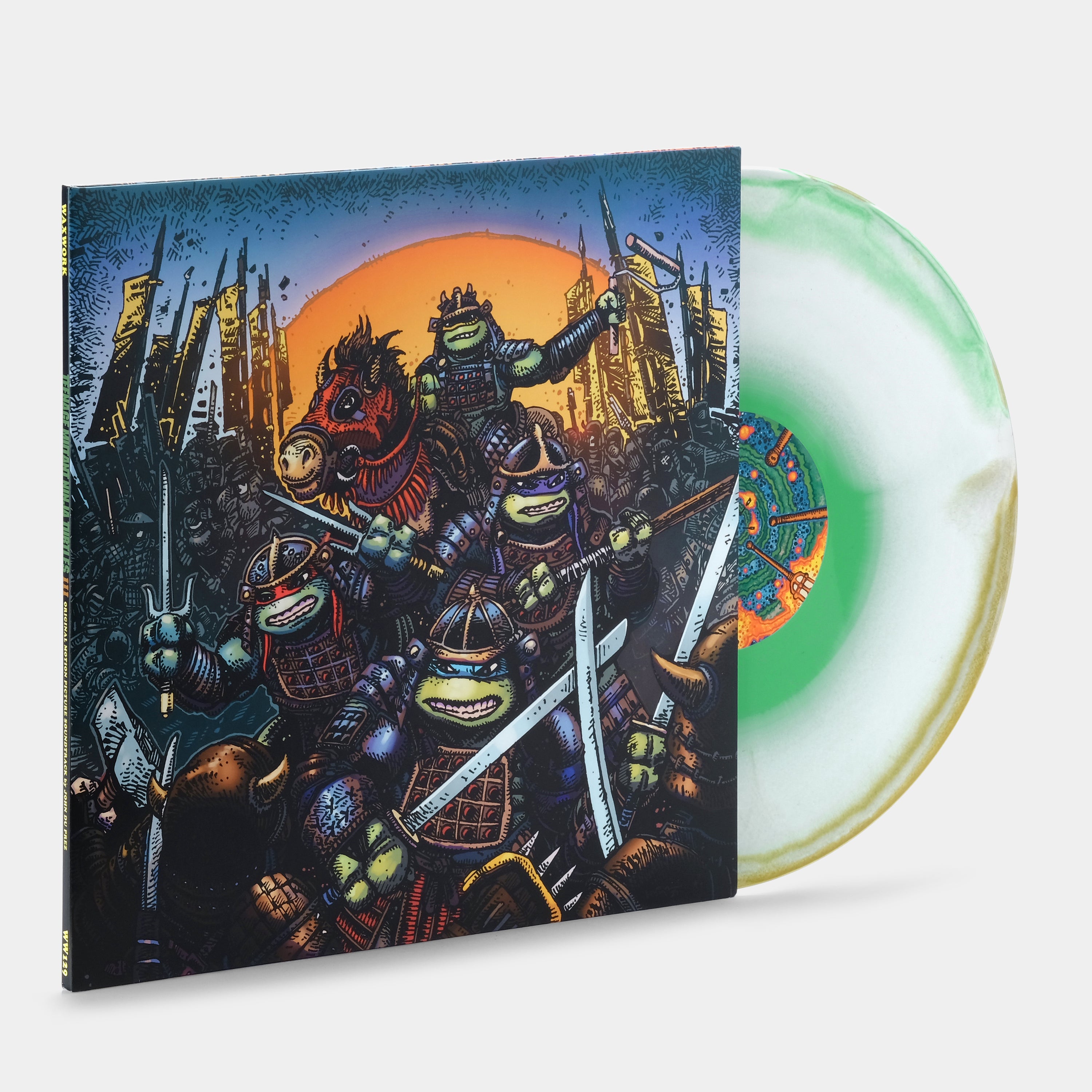 John Du Prez - Teenage Mutant Ninja Turtles III LP White, Gold, And Green Swirl (Time Scepter) Vinyl Record