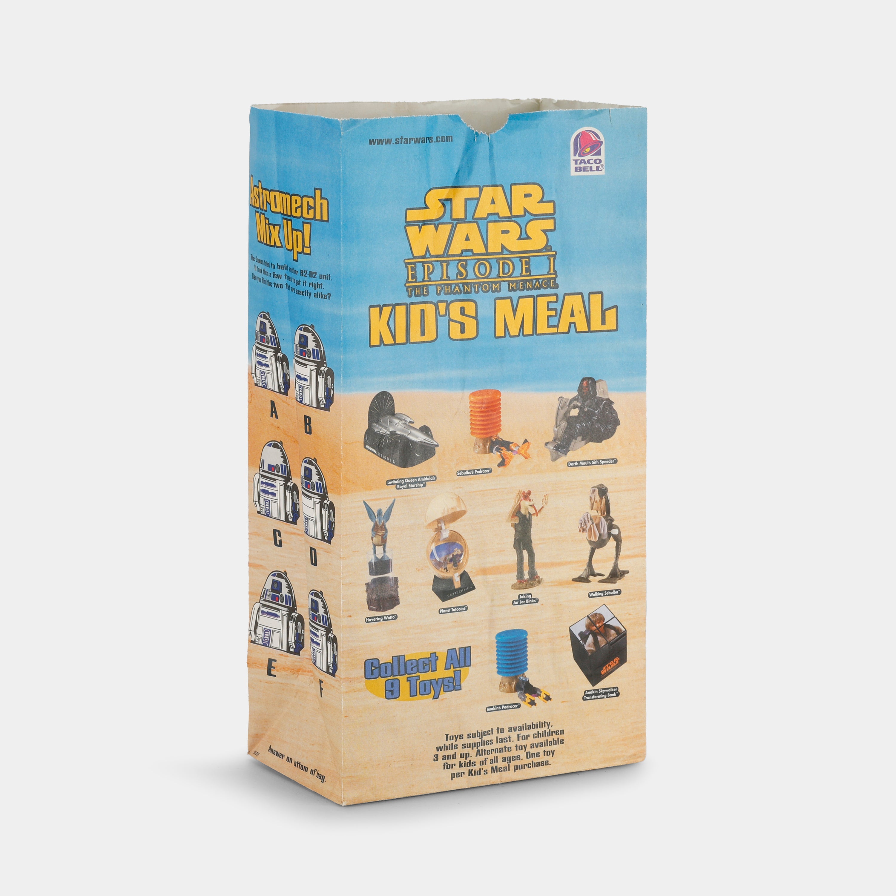 Star Wars Taco Bell Kid's Paper Meal Bag - Star Wars Episode I: The Phantom Menace