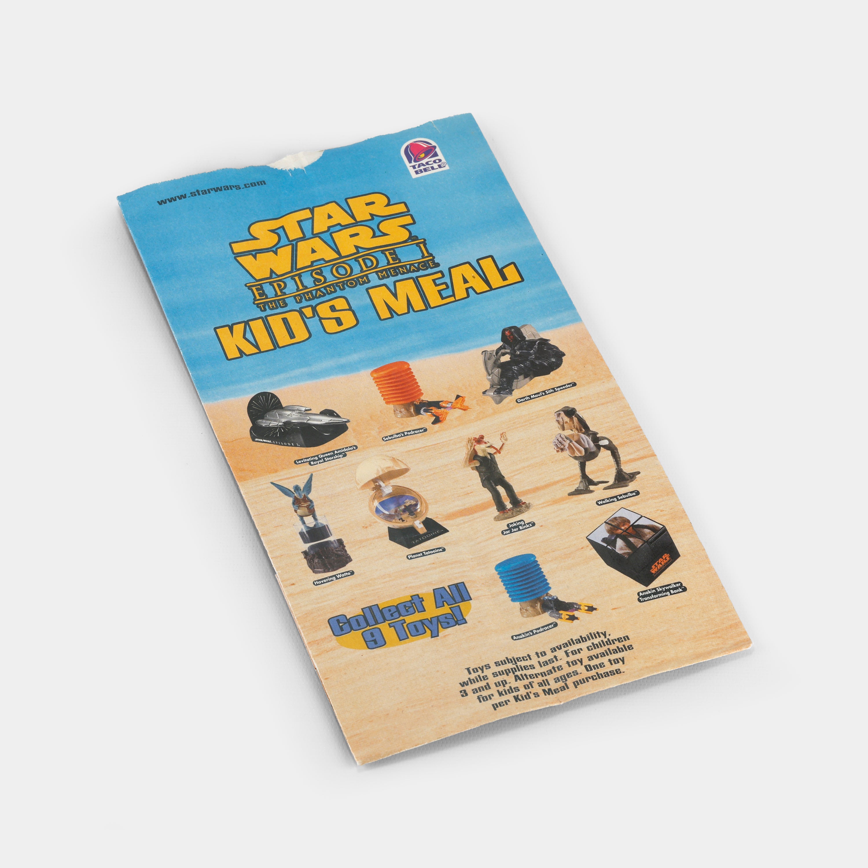 Star Wars Taco Bell Kid's Paper Meal Bag - Star Wars Episode I: The Phantom Menace