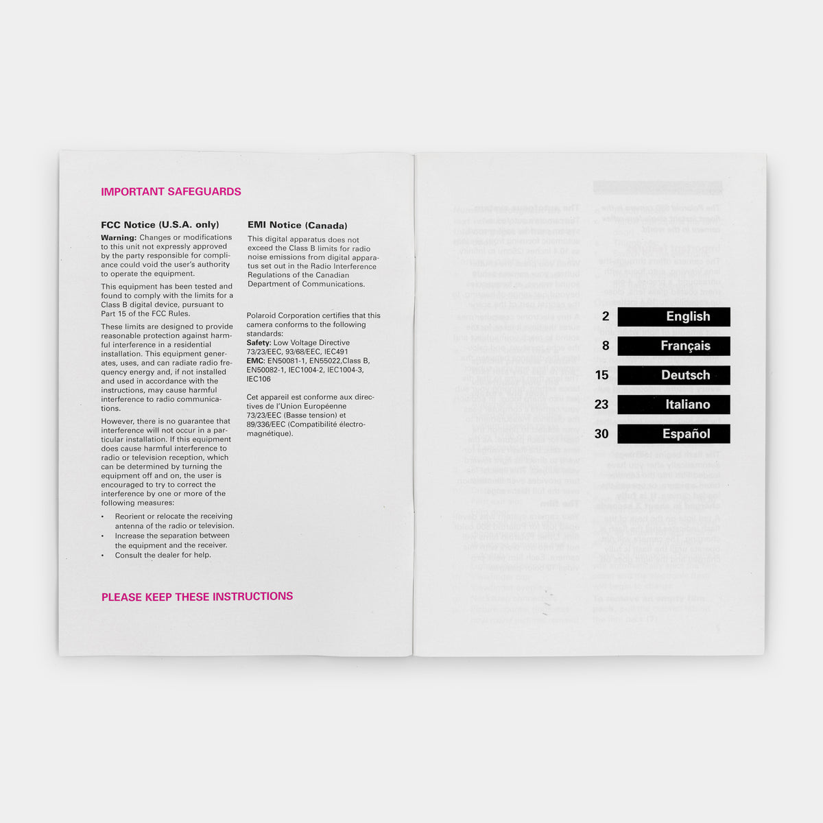 Polaroid SLR 690 Instant Camera Manual
