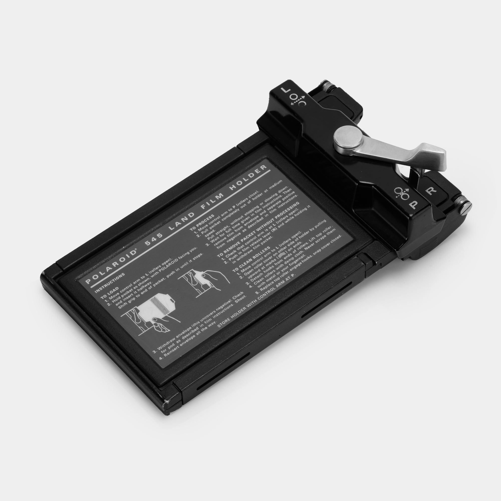 Closeup of the Lever End of a Polaroid 545 Back Stock Photo